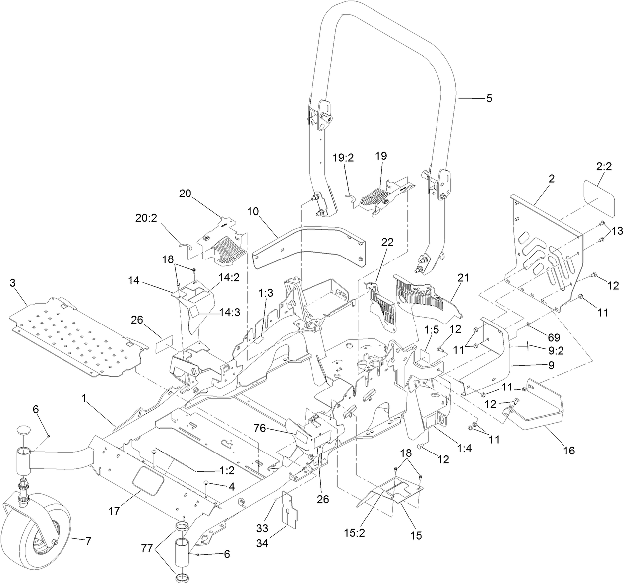 Frame and Caster Wheel Assembly
