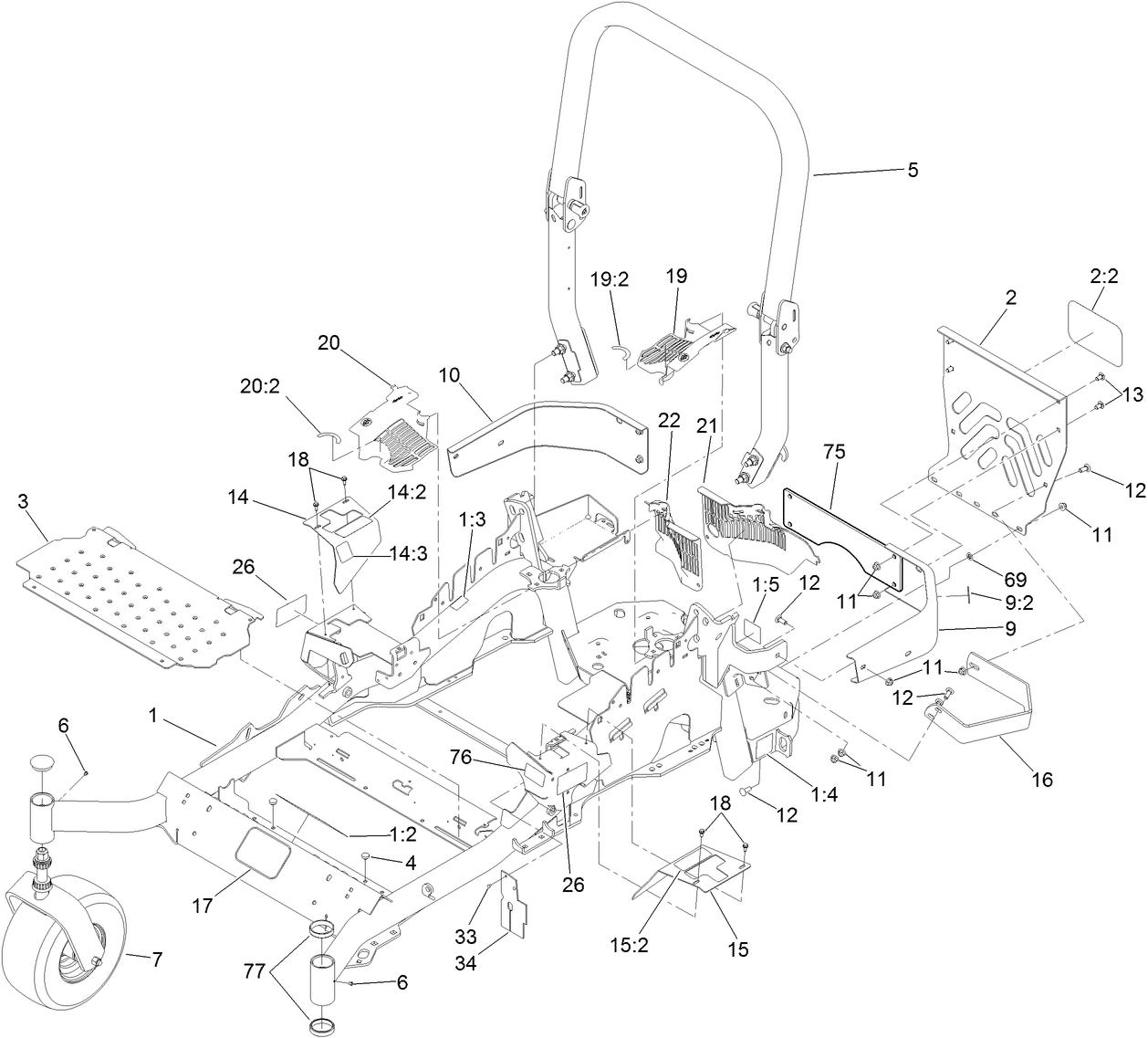Frame and Caster Wheel Assembly
