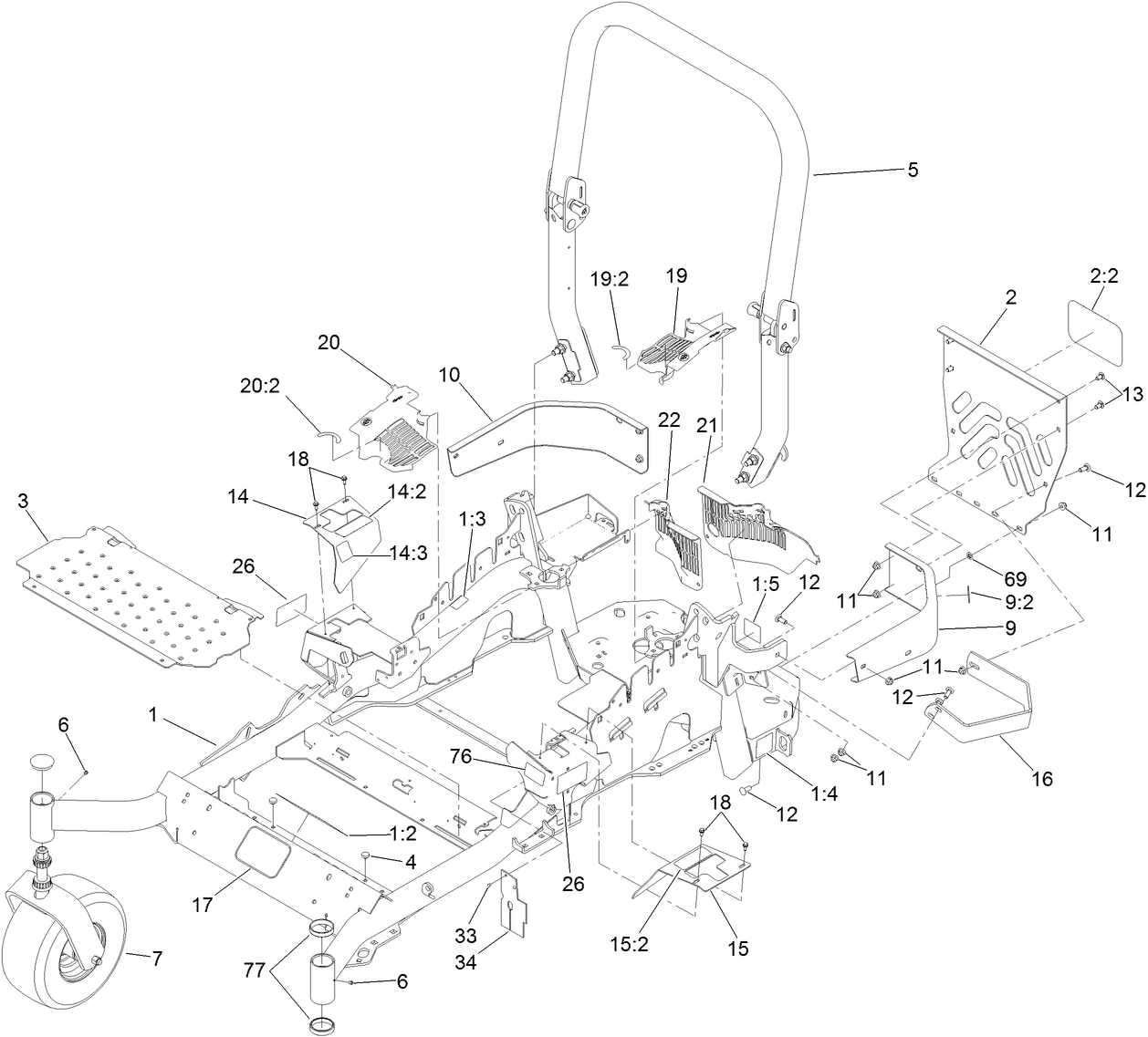 Frame and Caster Wheel Assembly