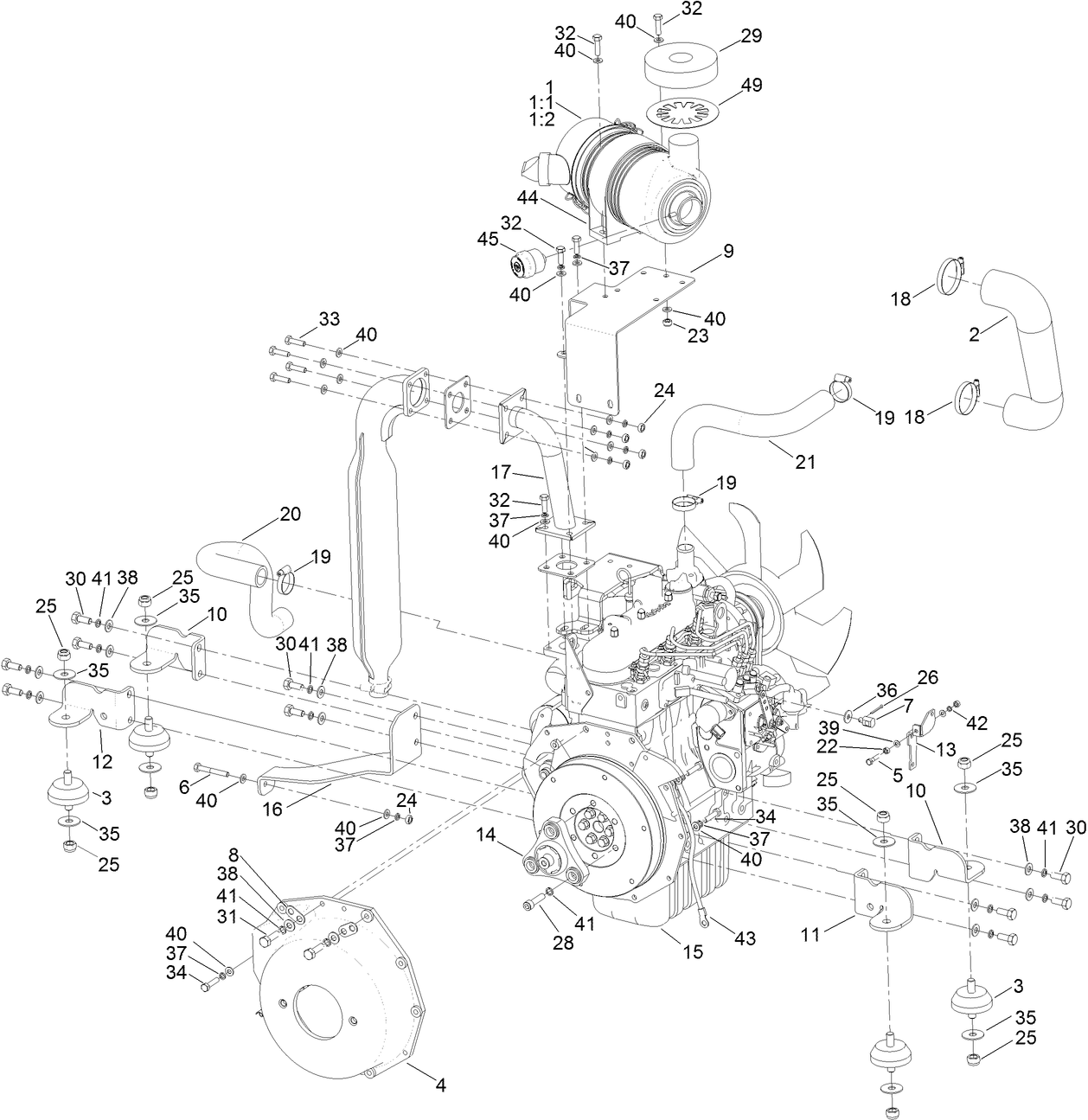 Engine and Mounting Assembly