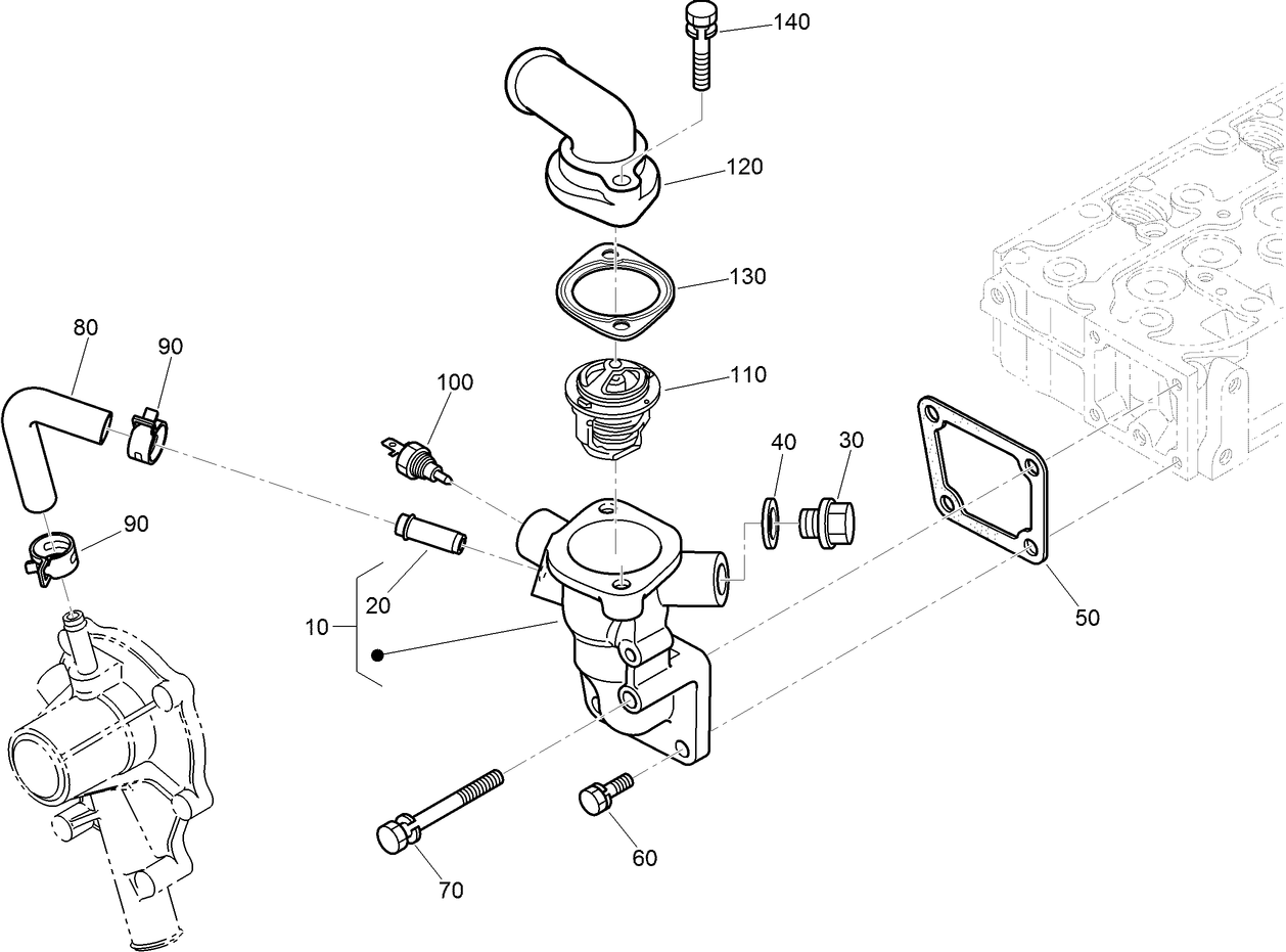 Water Flange and Thermostat Assembly