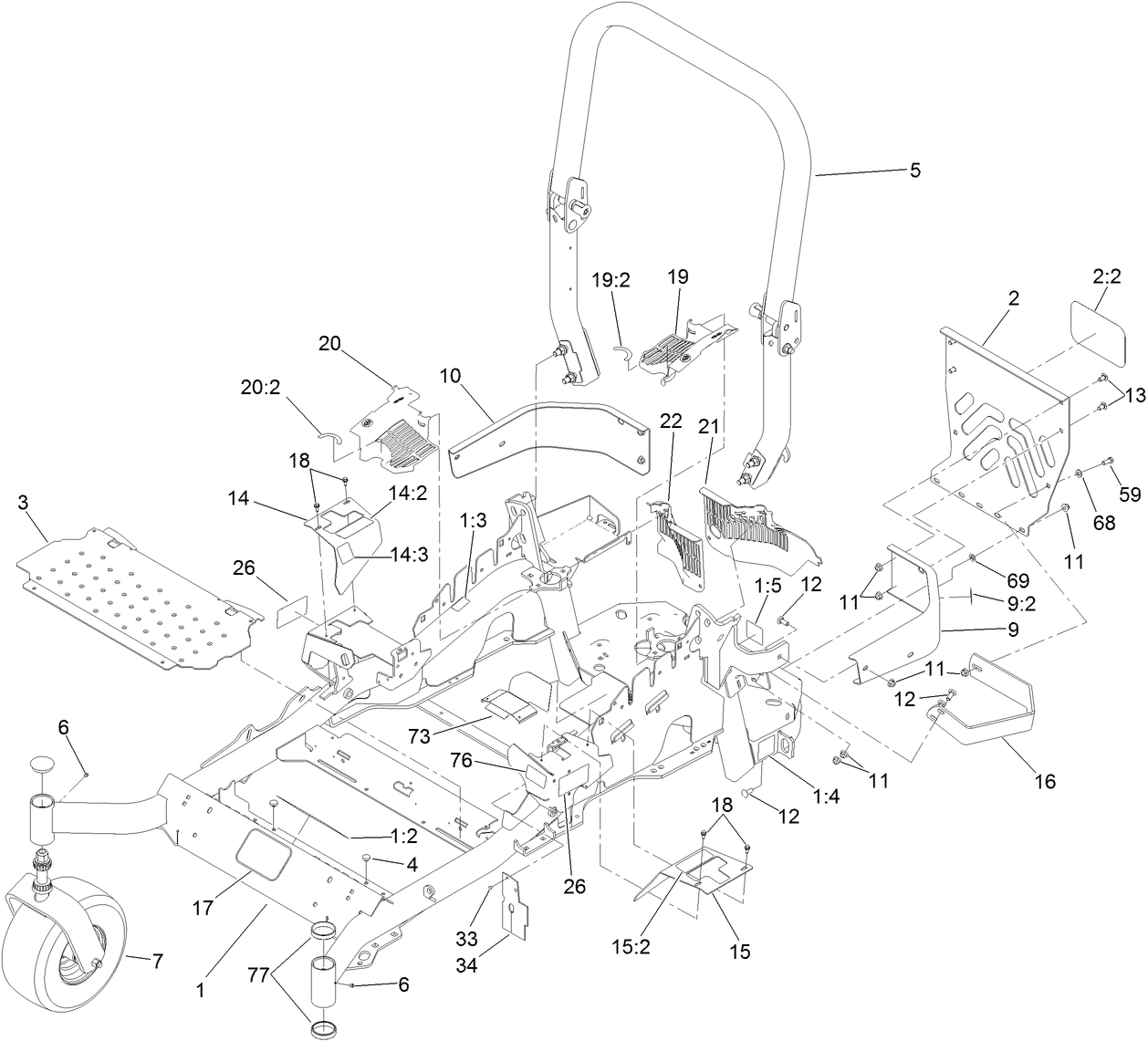 Frame and Caster Wheel Assembly