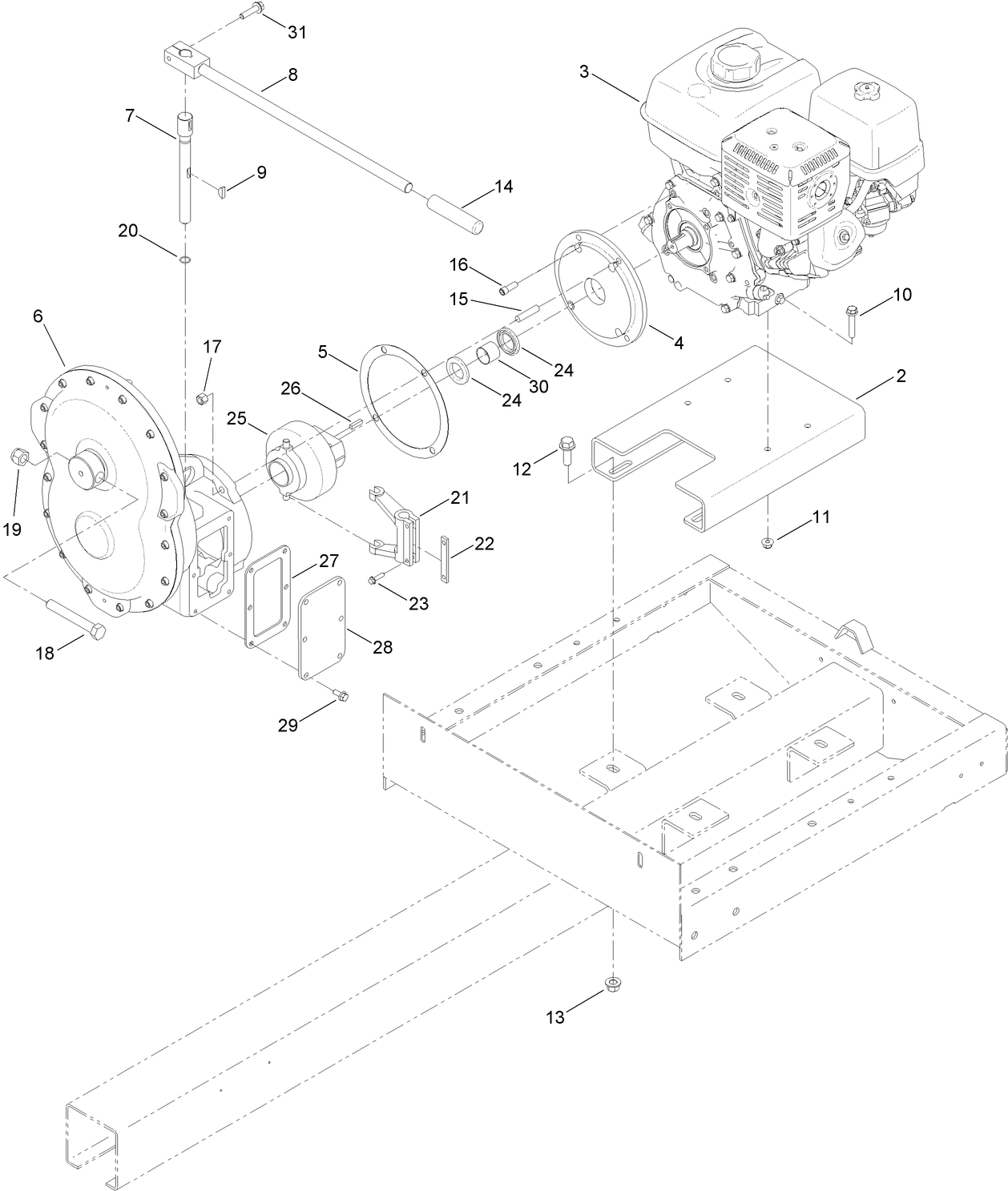 Engine and Gearcase Assembly