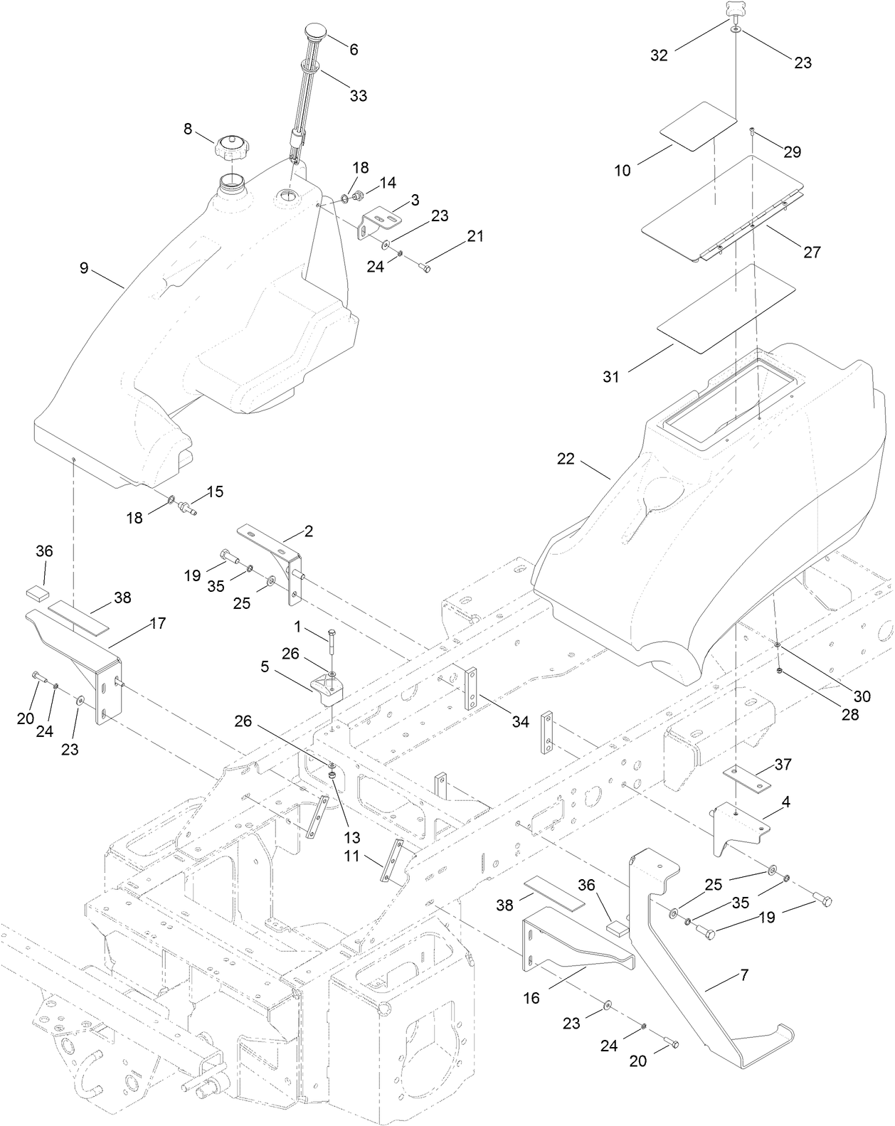 Fuel Tank and Storage Pod Assembly