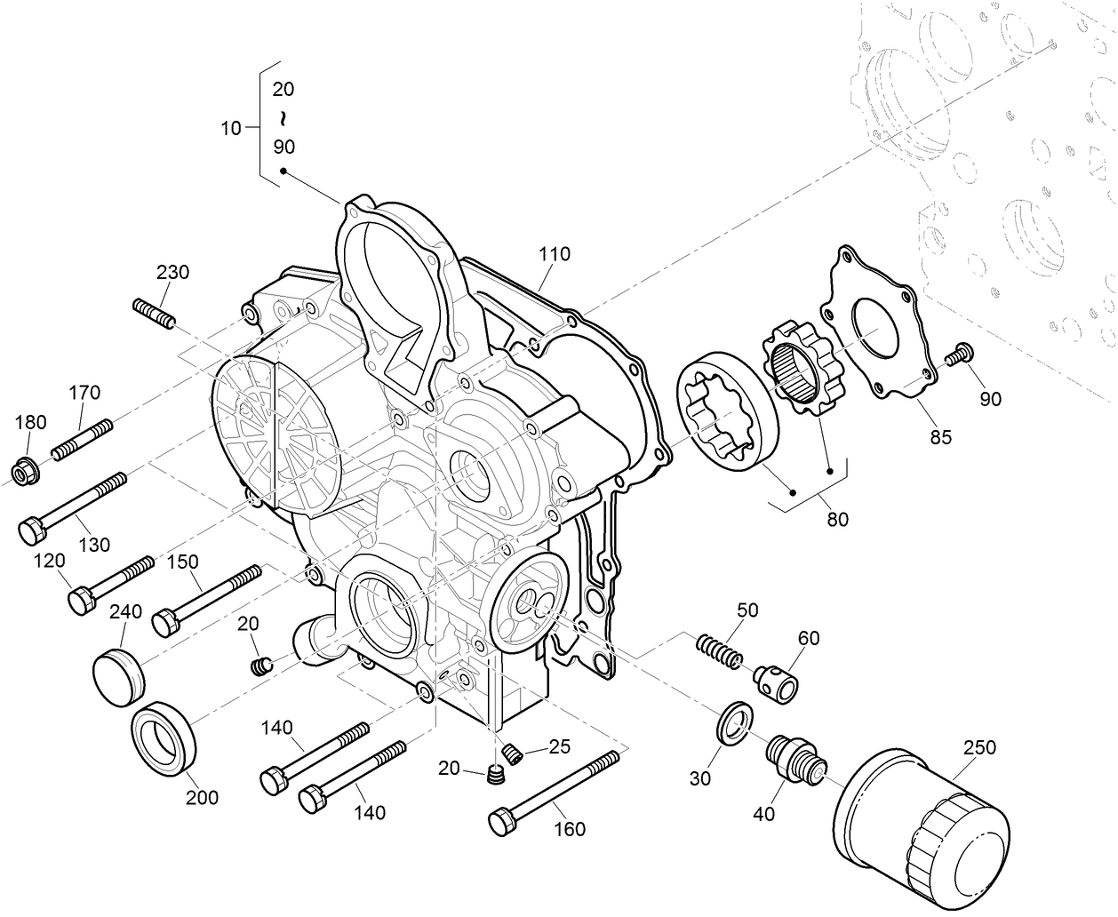 Gear Case and Oil Filter Cartridge Assembly