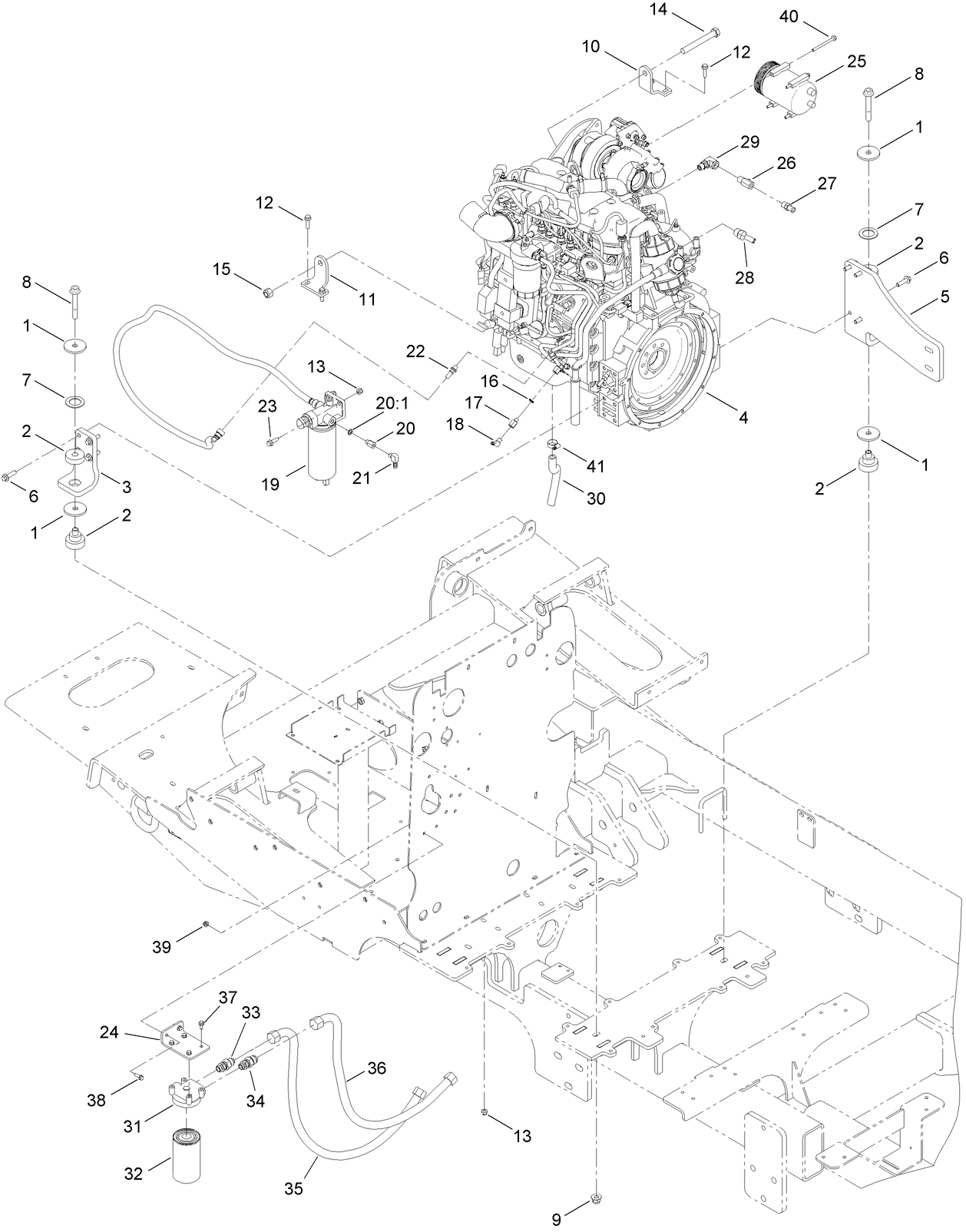 Engine and Mounting Assembly