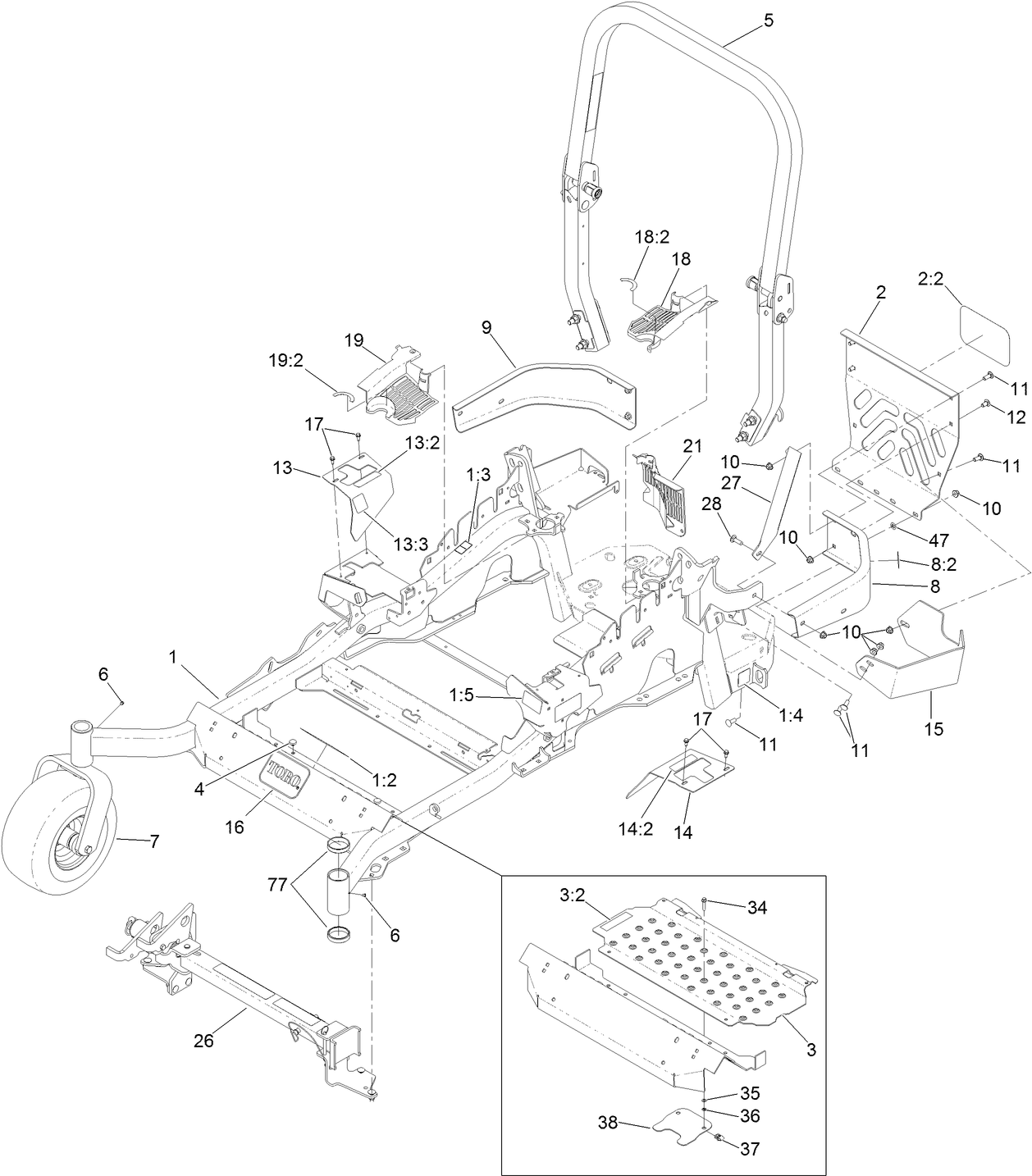 Frame and Caster Wheel Assembly