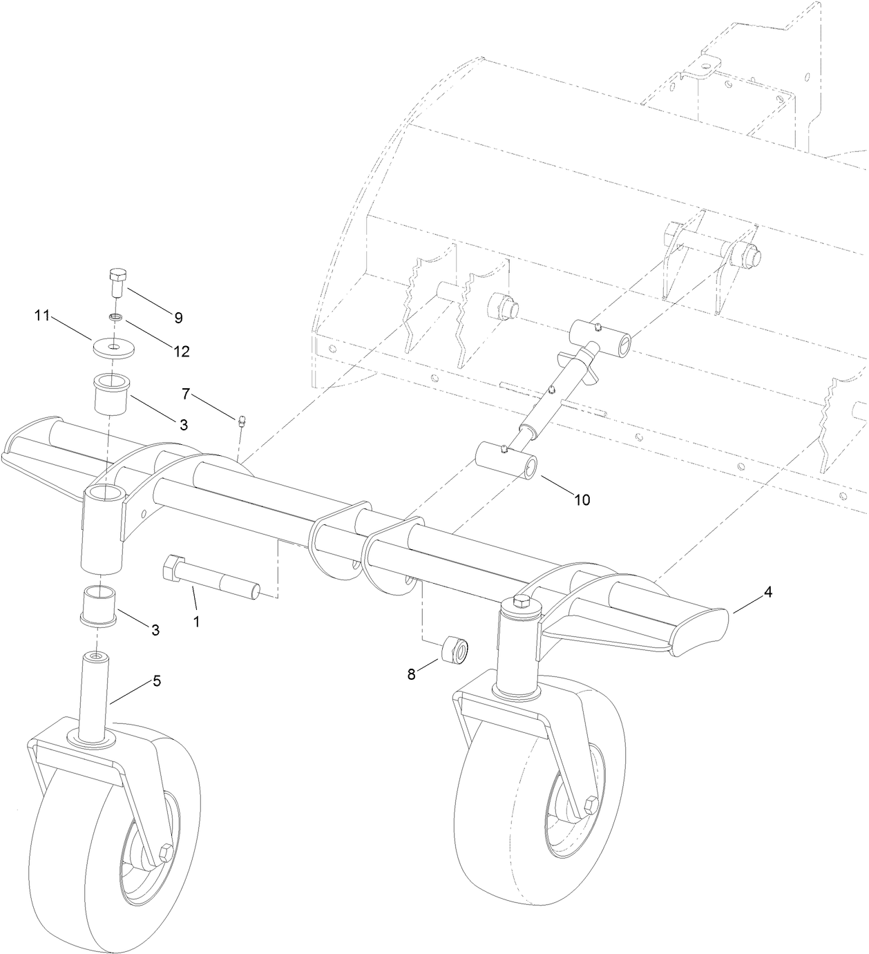 Caster Wheel and Carrier Assembly  36 Inch Flail Attachment