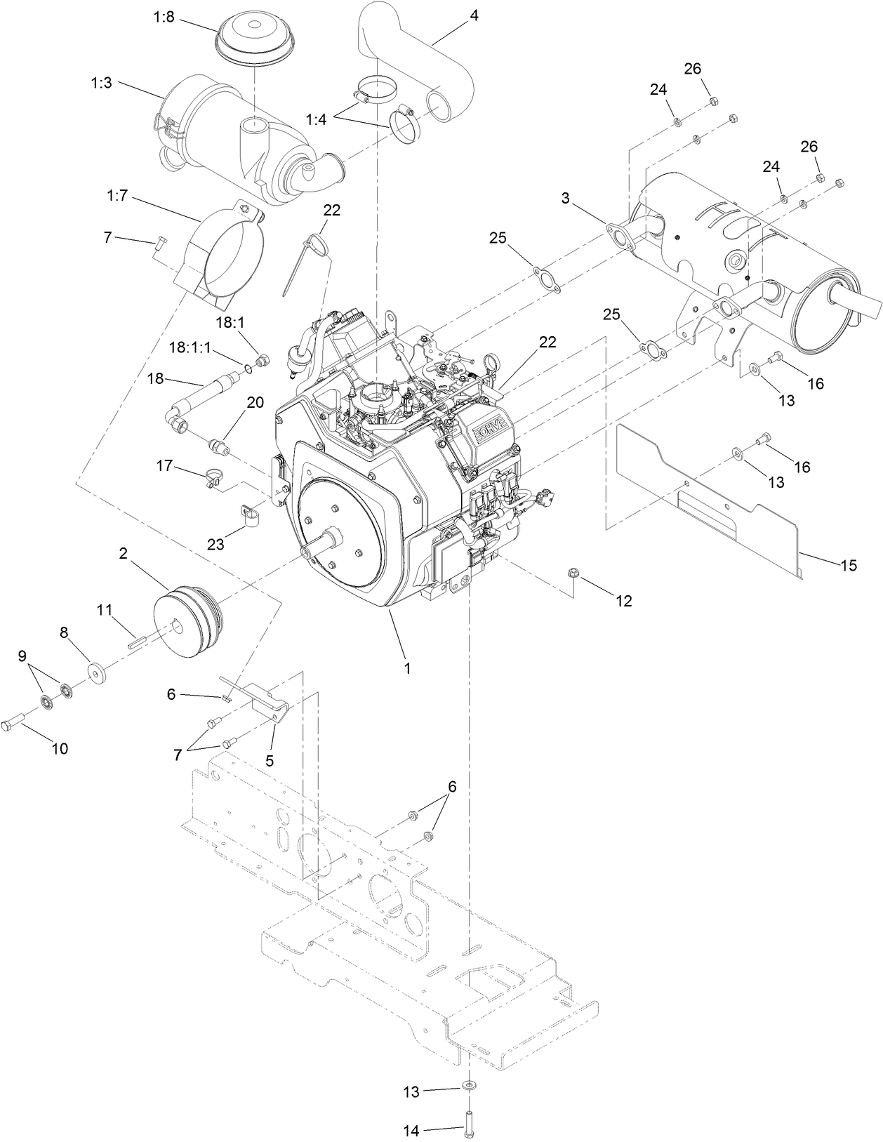 Engine, Muffler and Air Cleaner Assembly