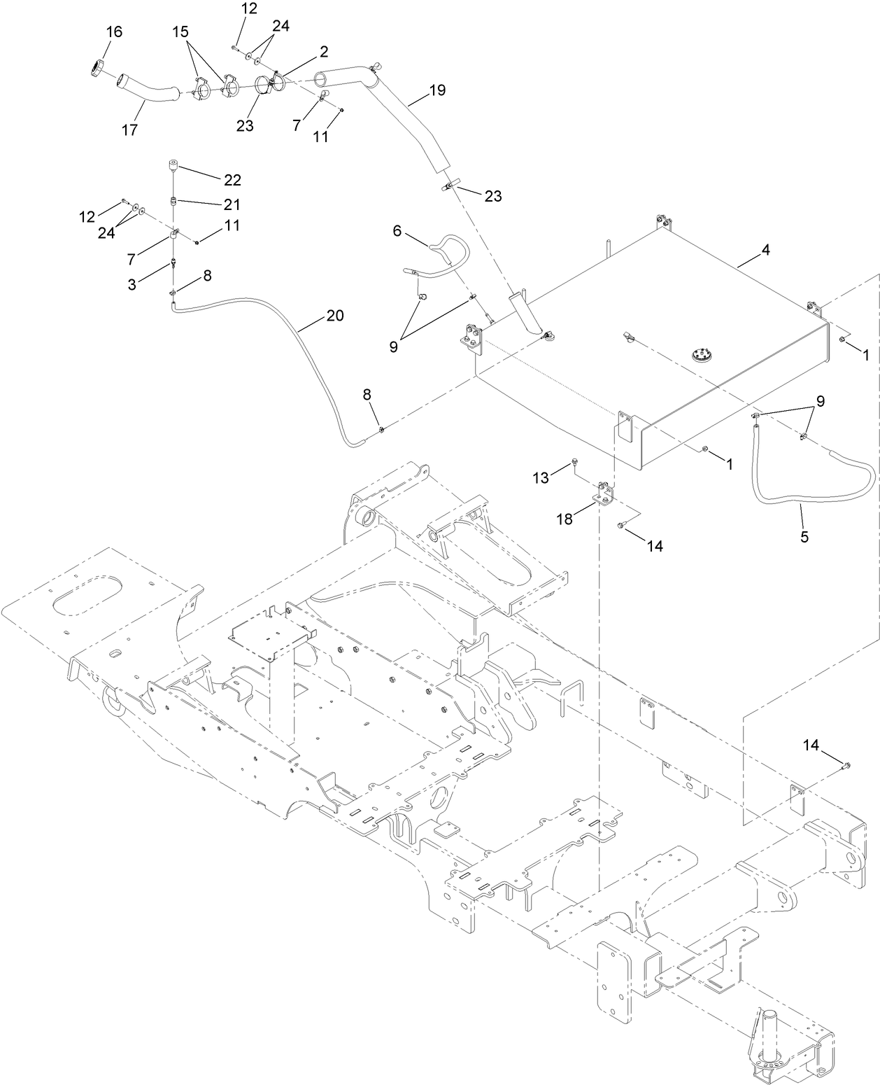 Fuel Tank and Hose Assembly