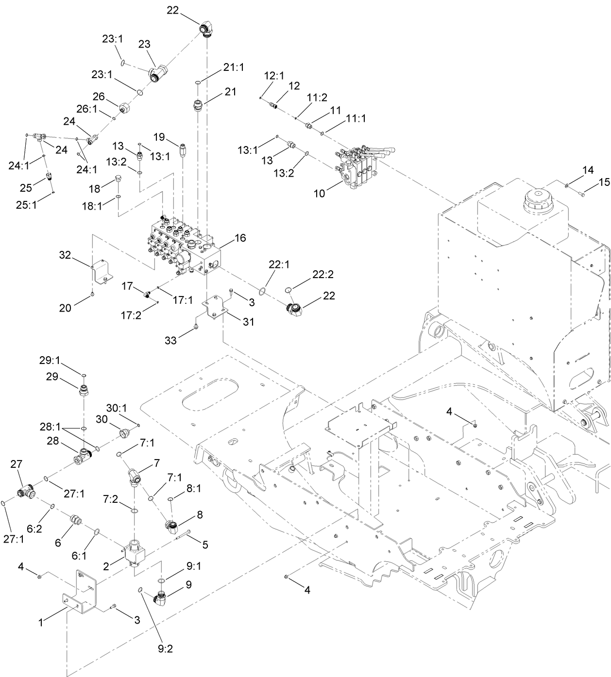 5 Section and 3 Spool Hydraulic Valve Assembly