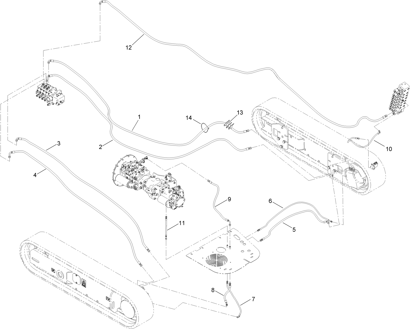Track Pod Hydraulic Plumbing Assembly