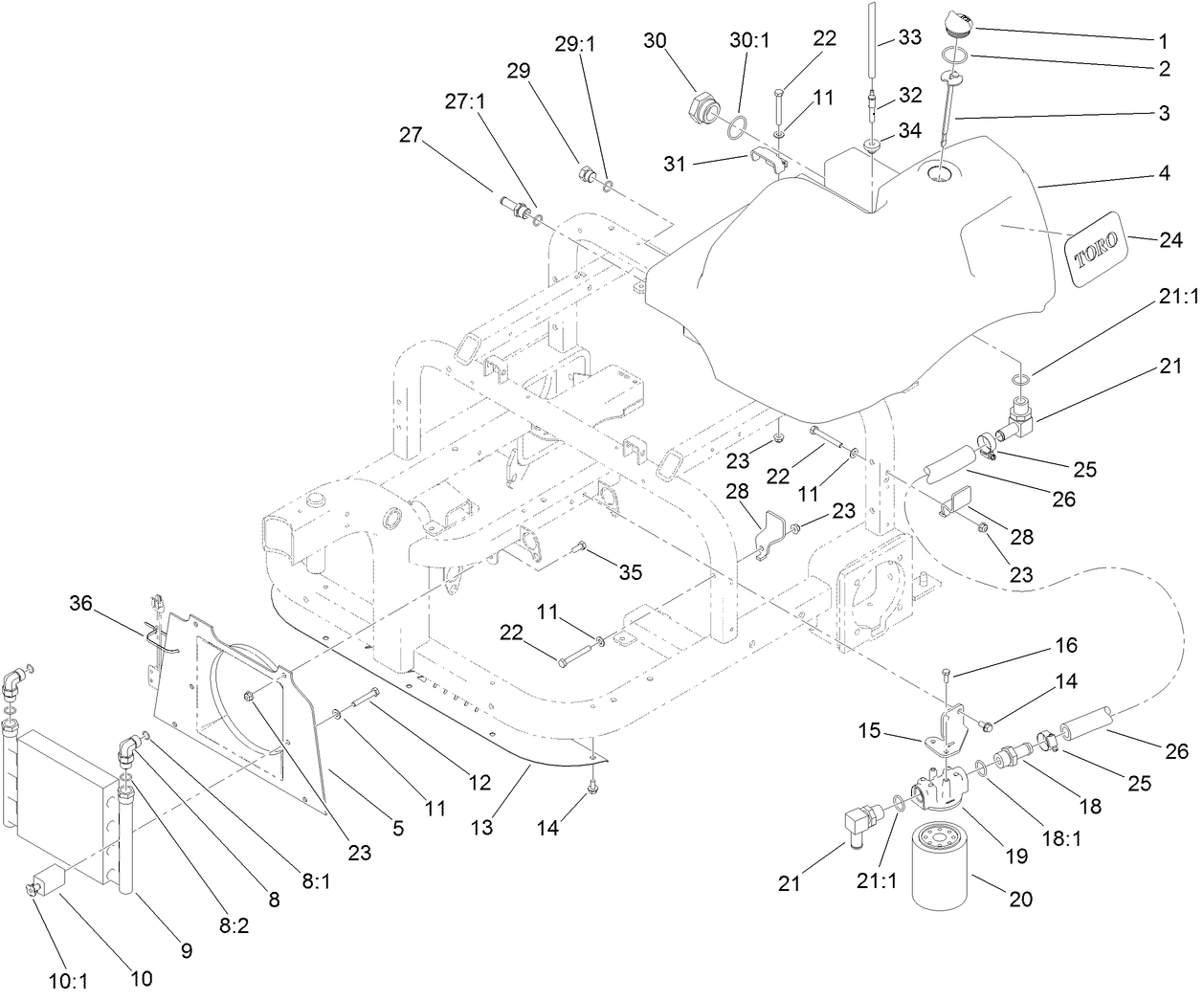 Hydraulic Tank, Filter and Cooler Assembly