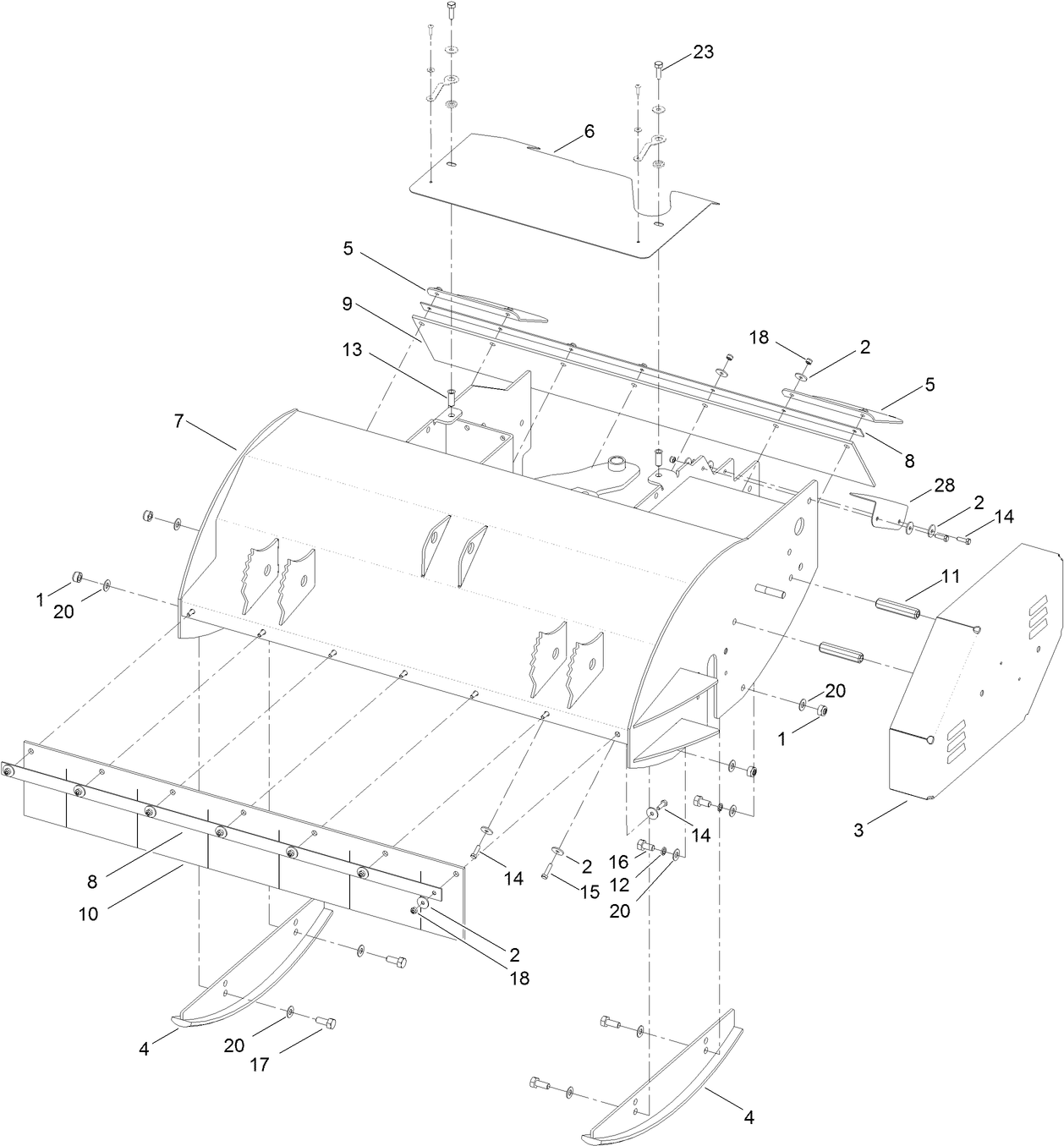 Chassis, Cover and Guard Assembly  36 Inch Flail Attachment