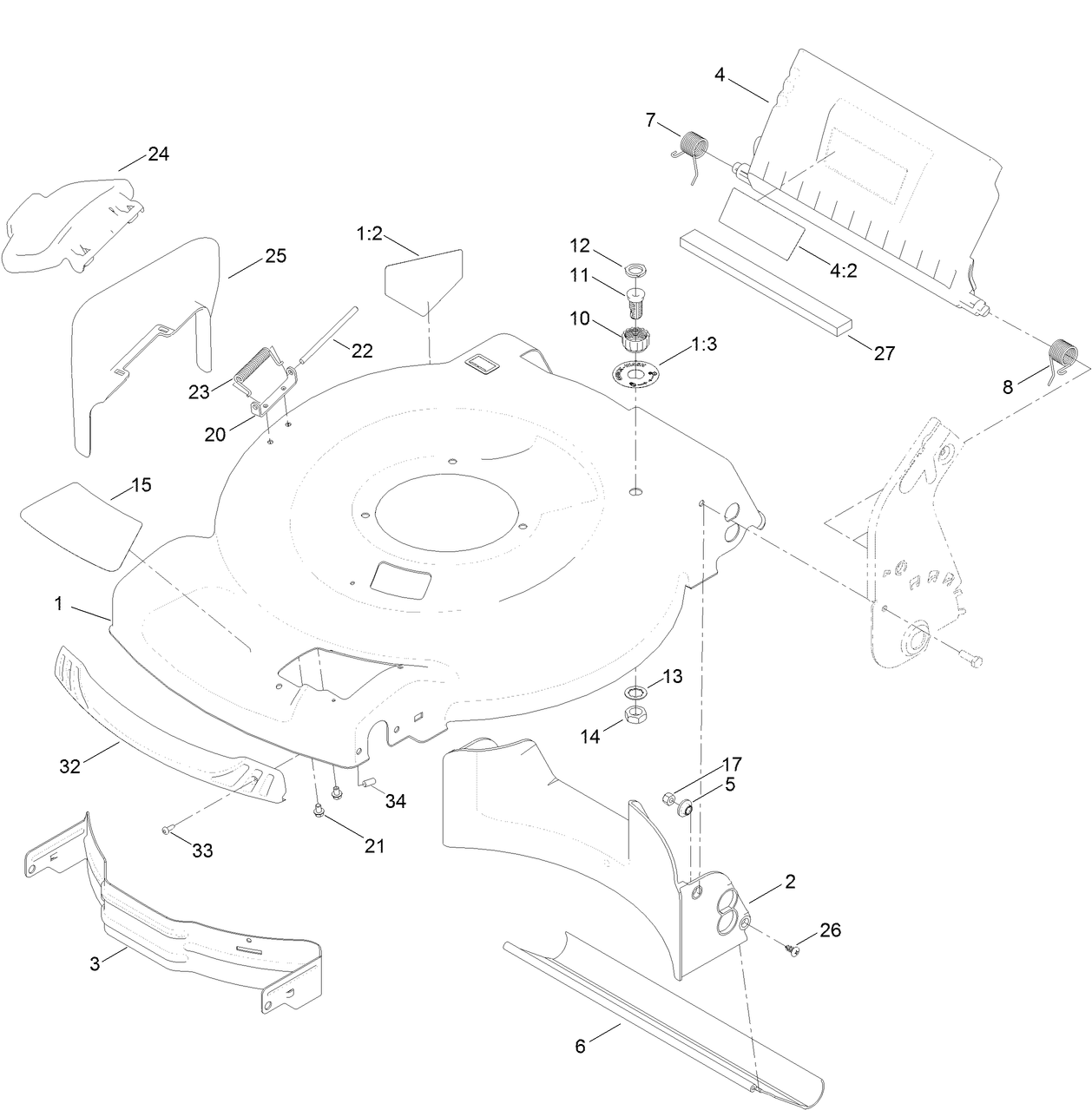 Deck, Side Chute and Rear Door Assembly