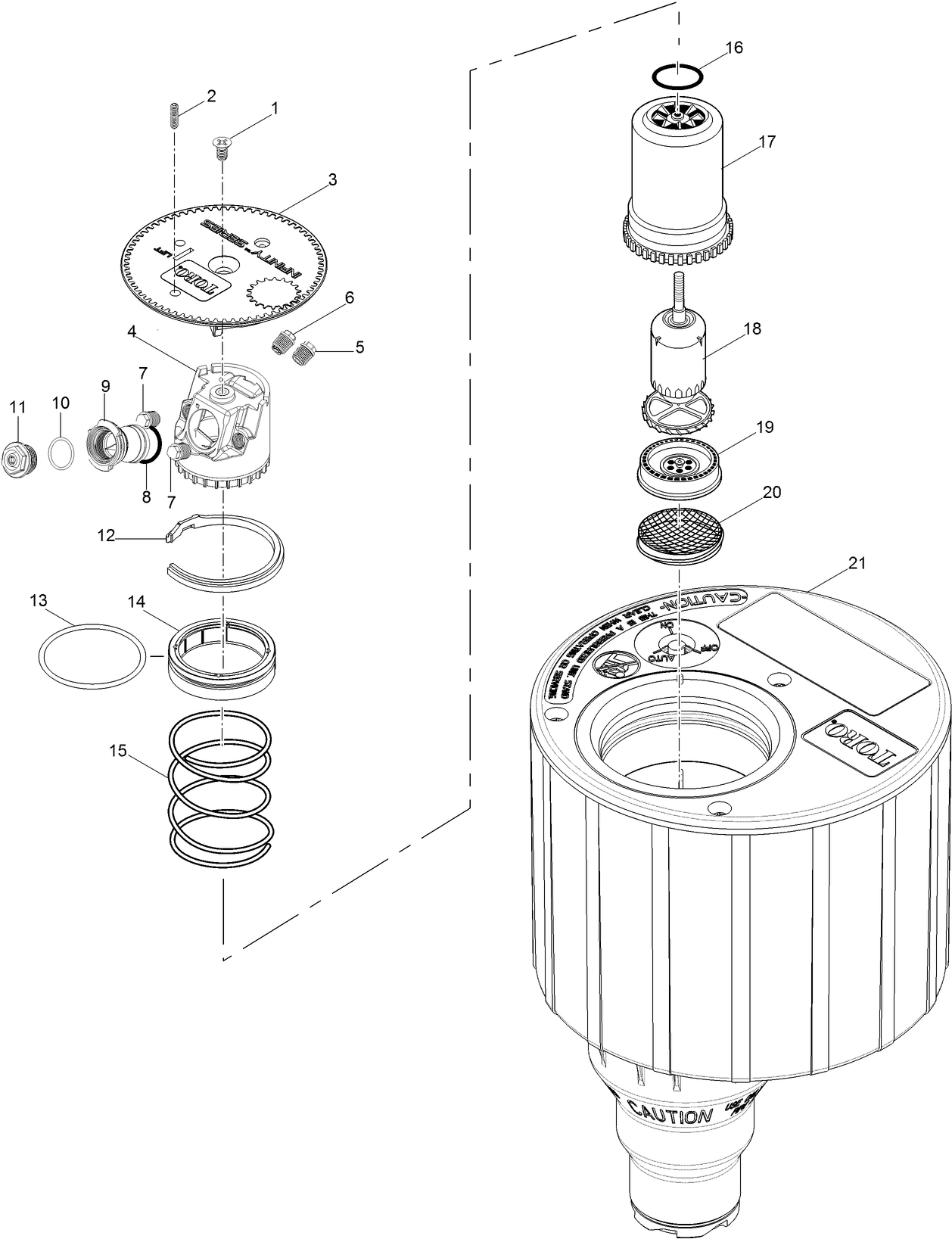 INF34 Series Golf Sprinkler w/ Dual Trajectory