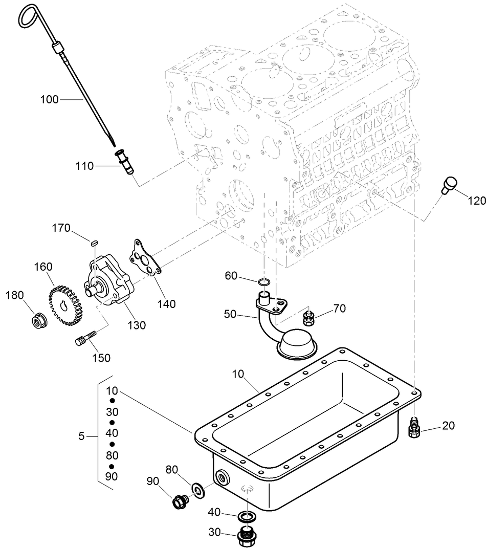 Oil Pan, Oil Pump and Dipstick Assembly