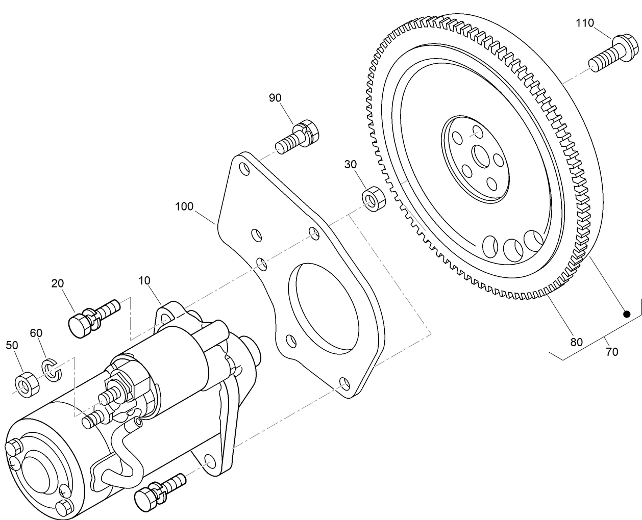 Starter and Flywheel Assembly