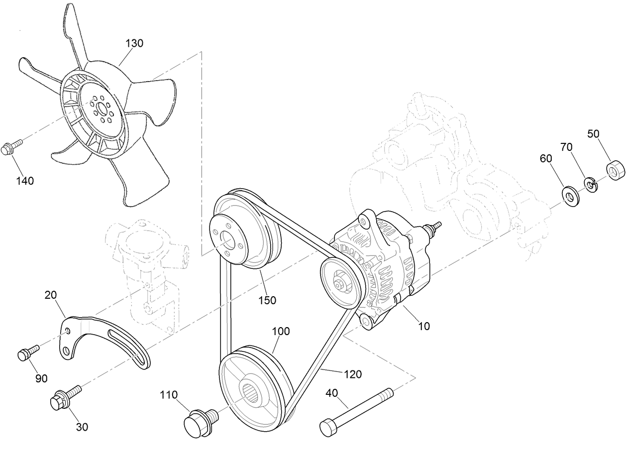 Alternator, Pulley and Fan Assembly