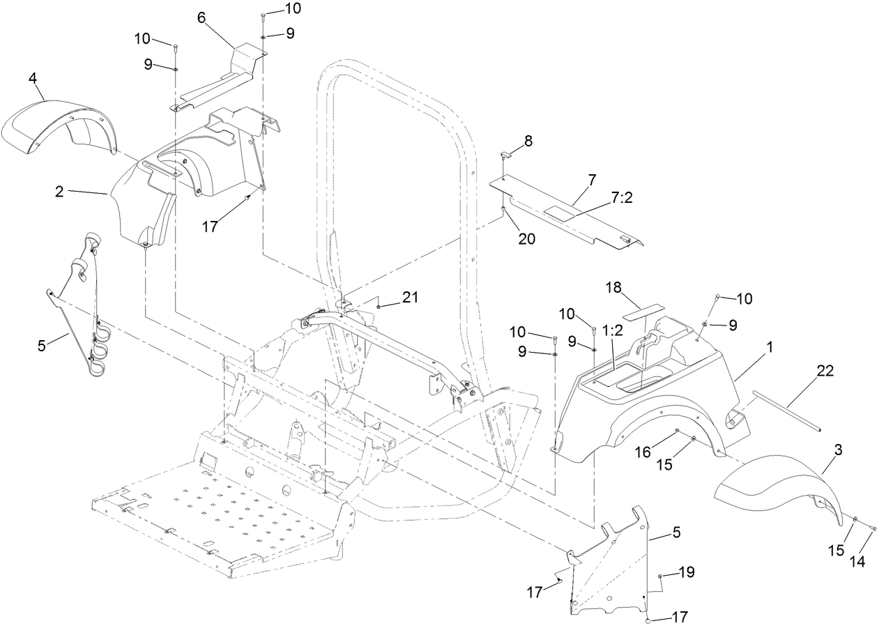 Seat Base and Front Fender Assembly