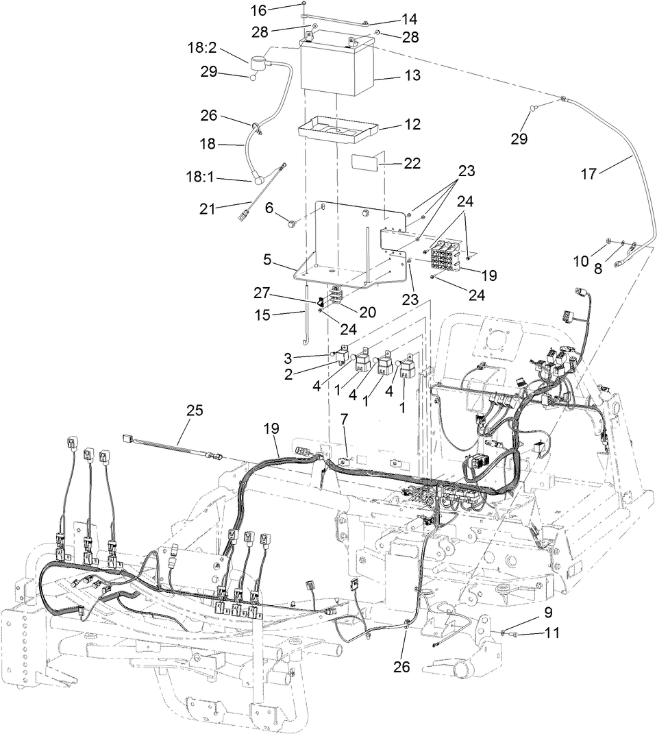 Main Wiring Harness and Battery Assembly