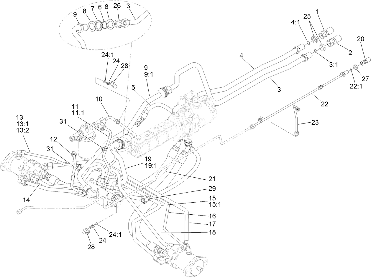 Traction Hydraulic Line Assembly