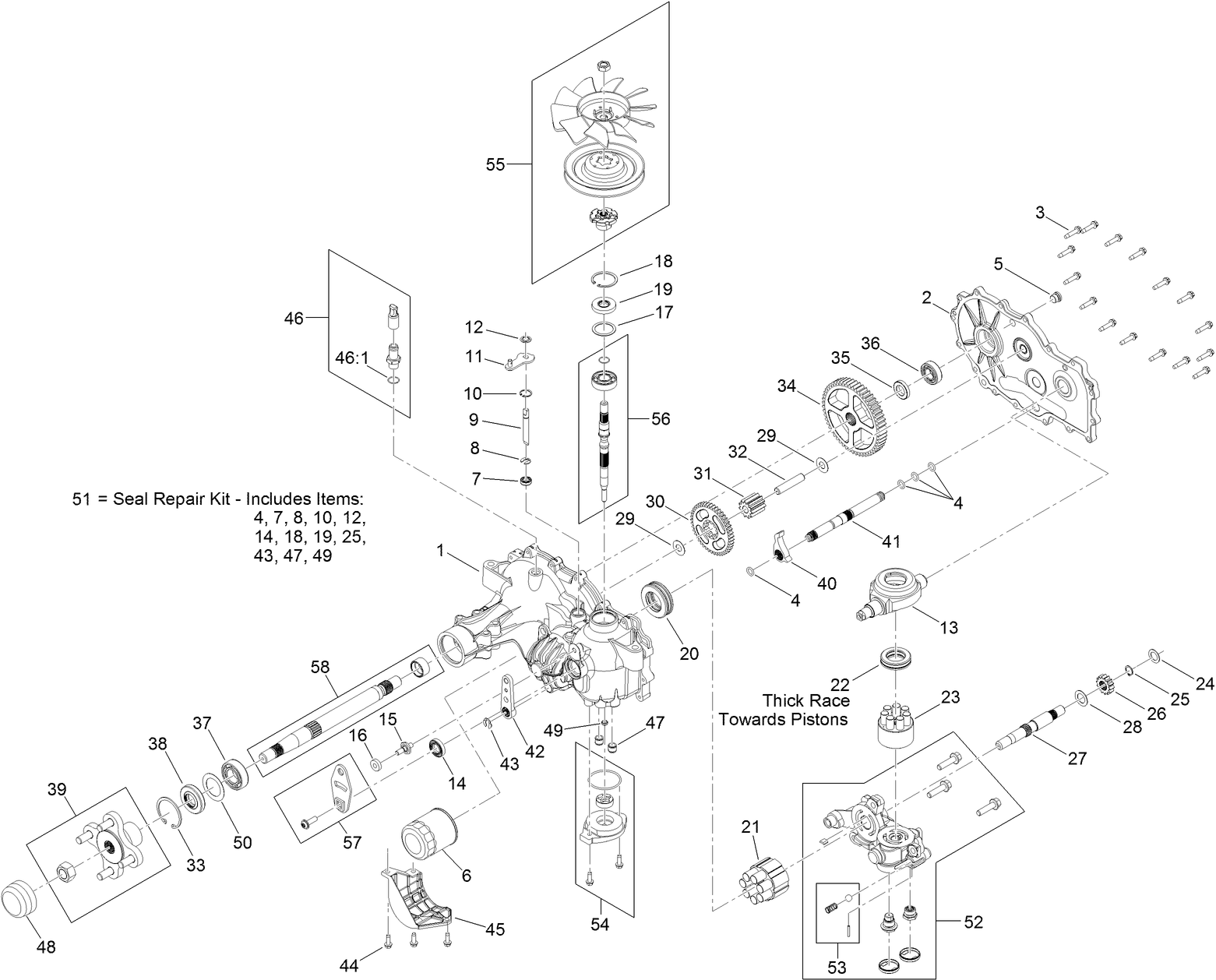 RH Hydro Transmission Assembly No. 127-3382