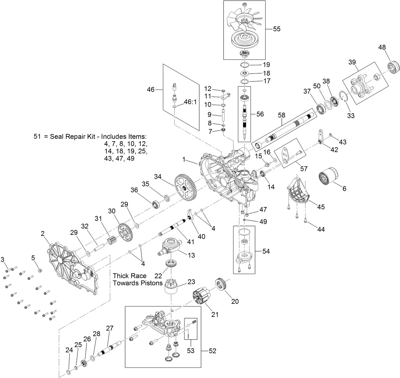LH Hydro Transmission Assembly No. 127-3381