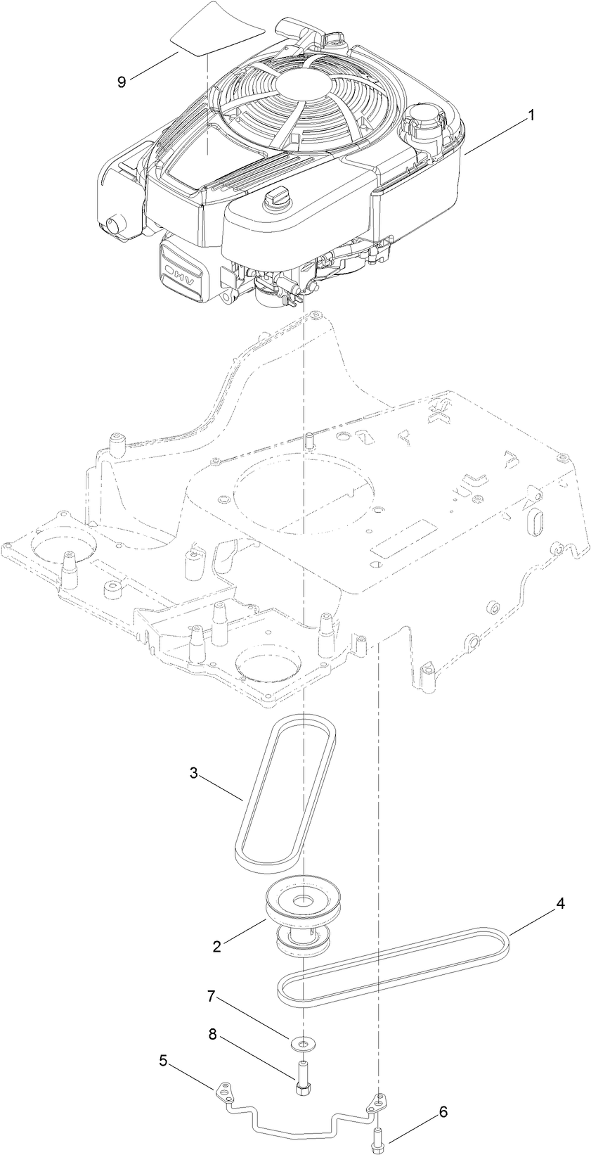 Engine and Pulley Assembly