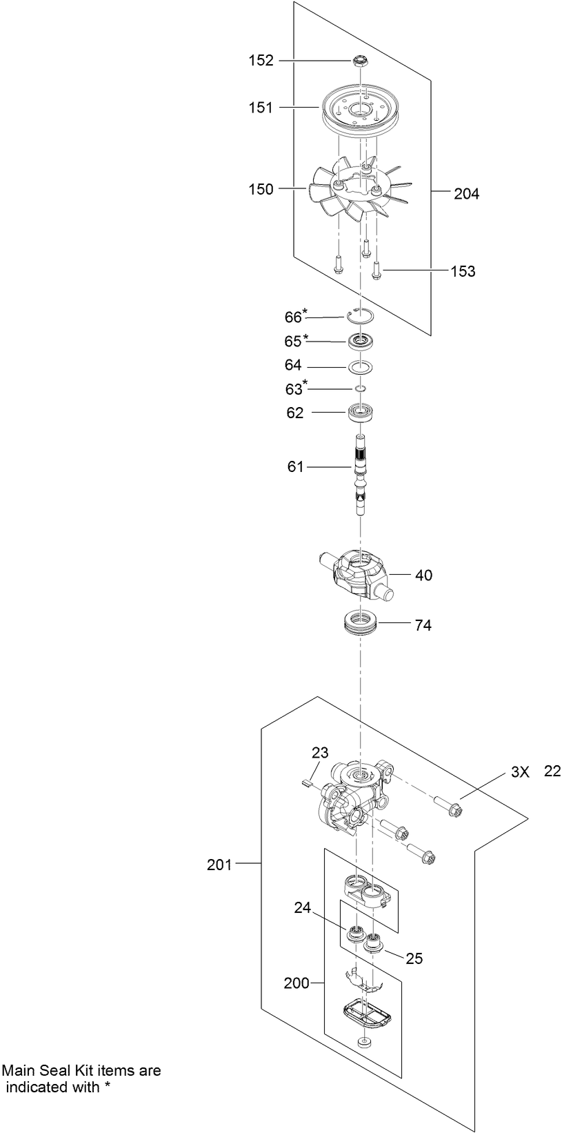 Center Section and Fan Pulley Assembly Transmission Assembly No. 121-0999