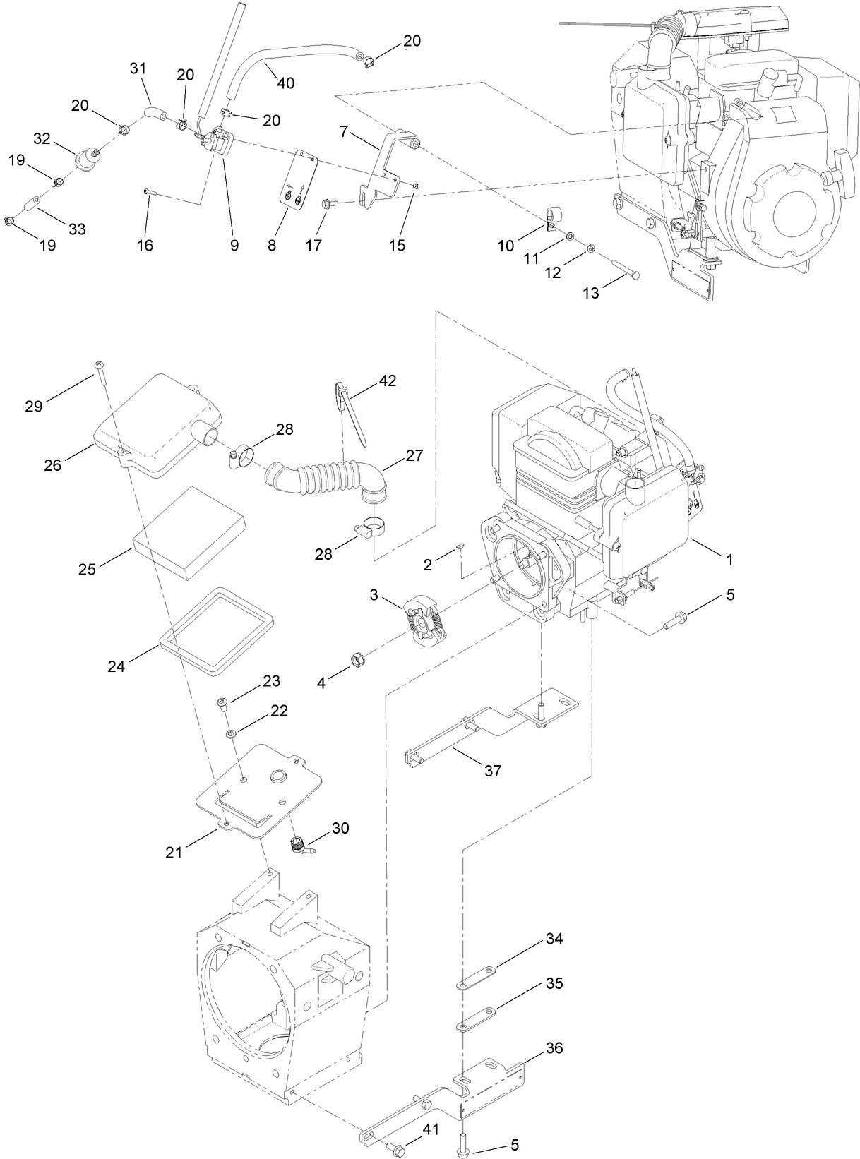 Engine and Air Filter Assembly