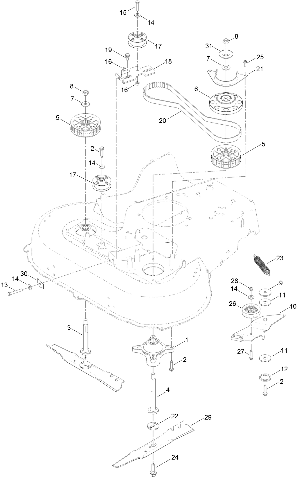 Belt, Spindle and Blade Assembly