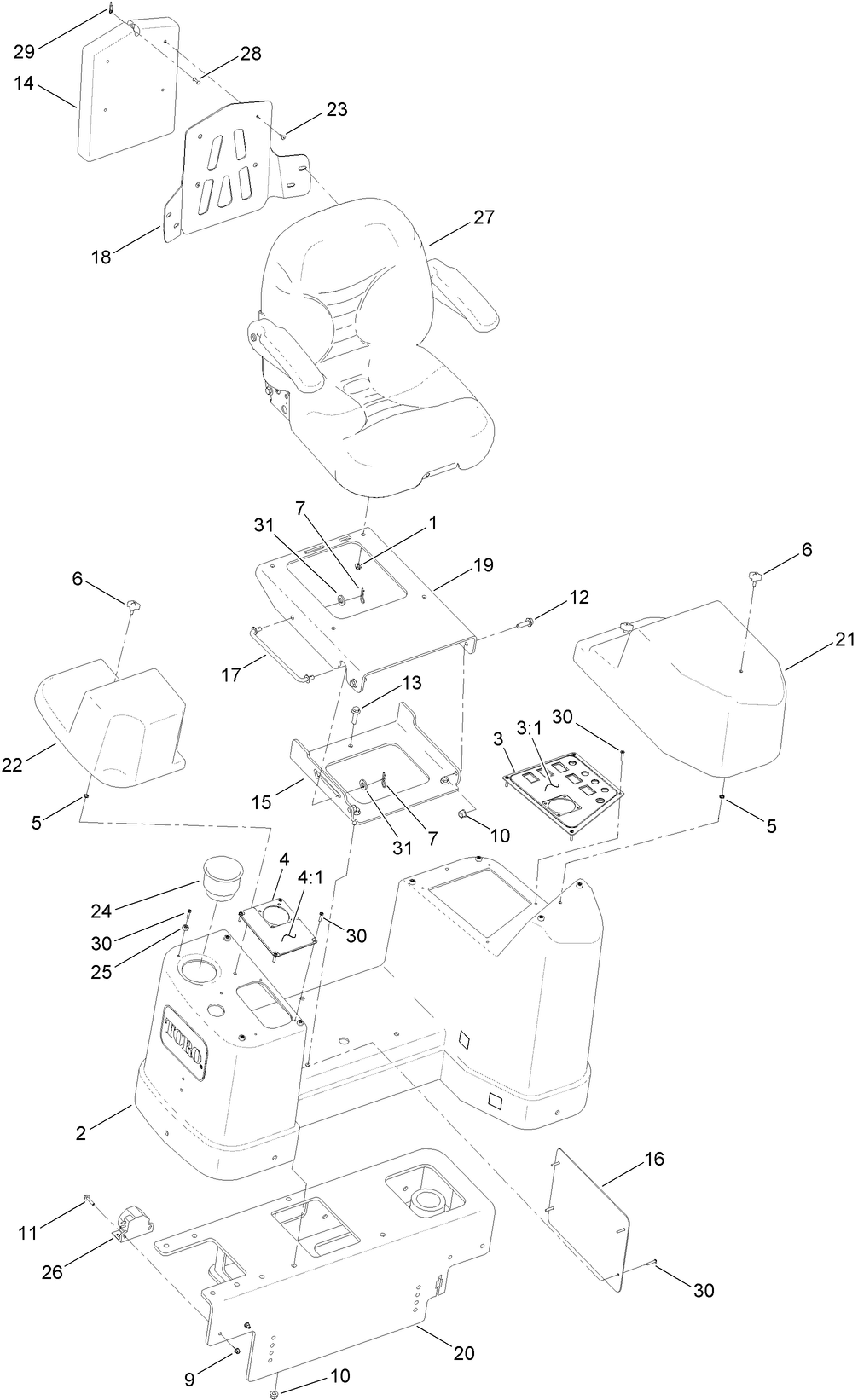 Seat and Operator Console Assembly