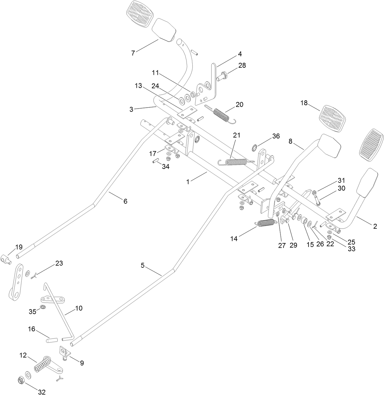 Travel Pedals and Brake Assembly