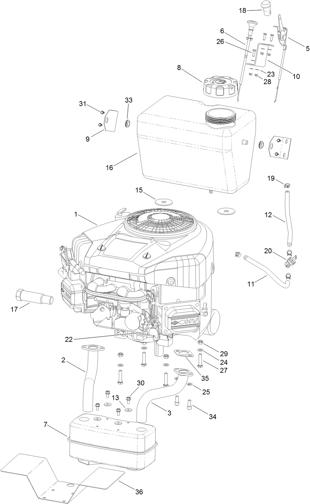 Engine and Muffler Assembly