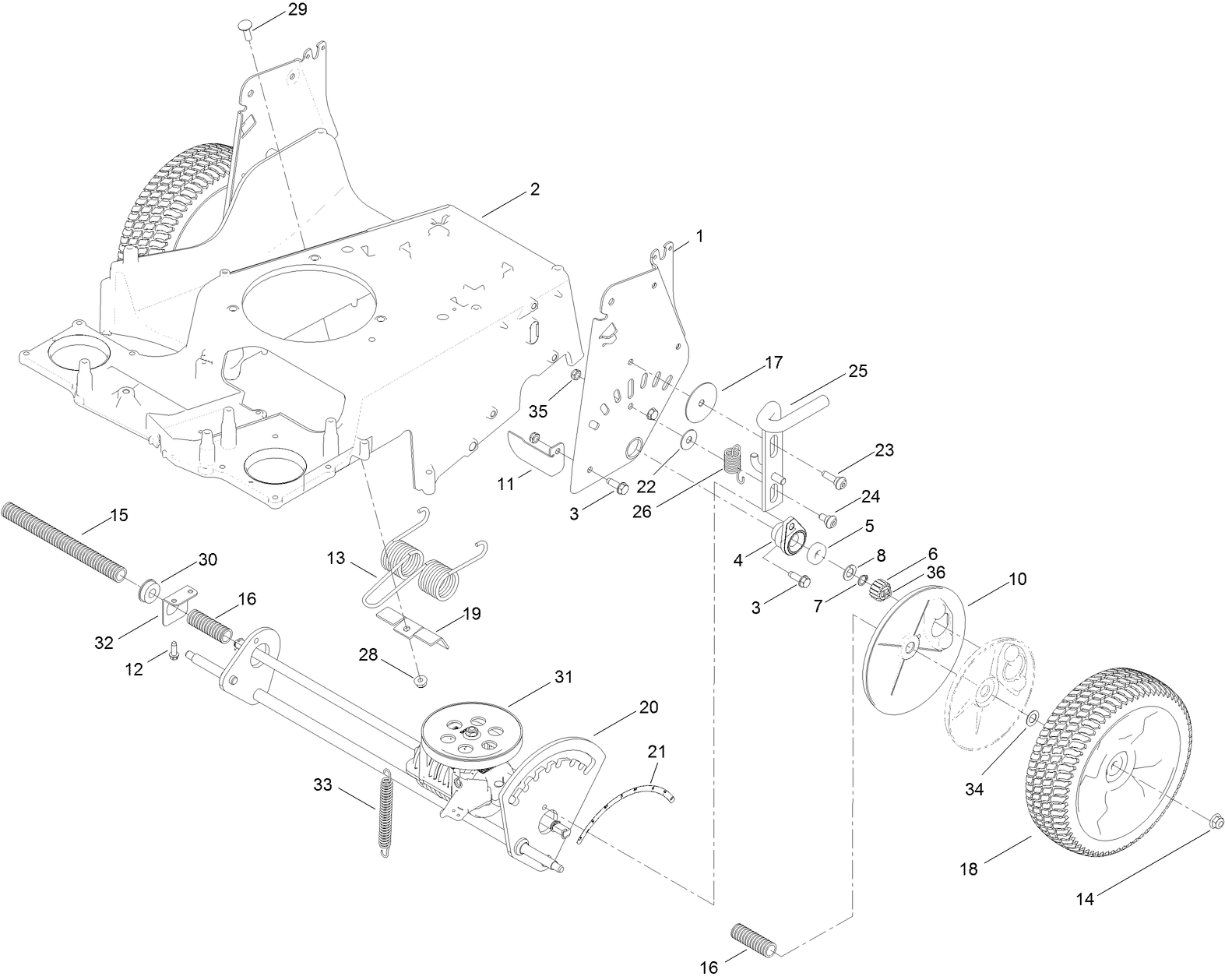 Traction and Height-of-Cut Assembly