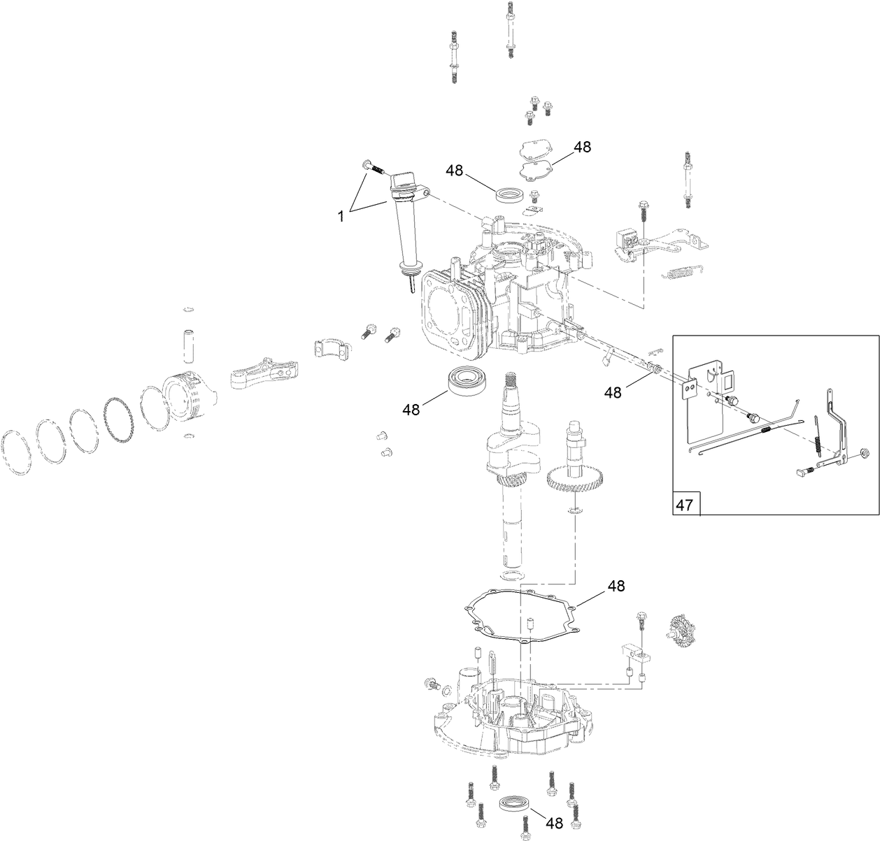 Dipstick, Brake and Governor Arm Assembly
