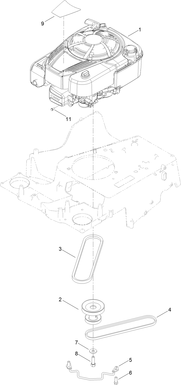 Engine and Pulley Assembly