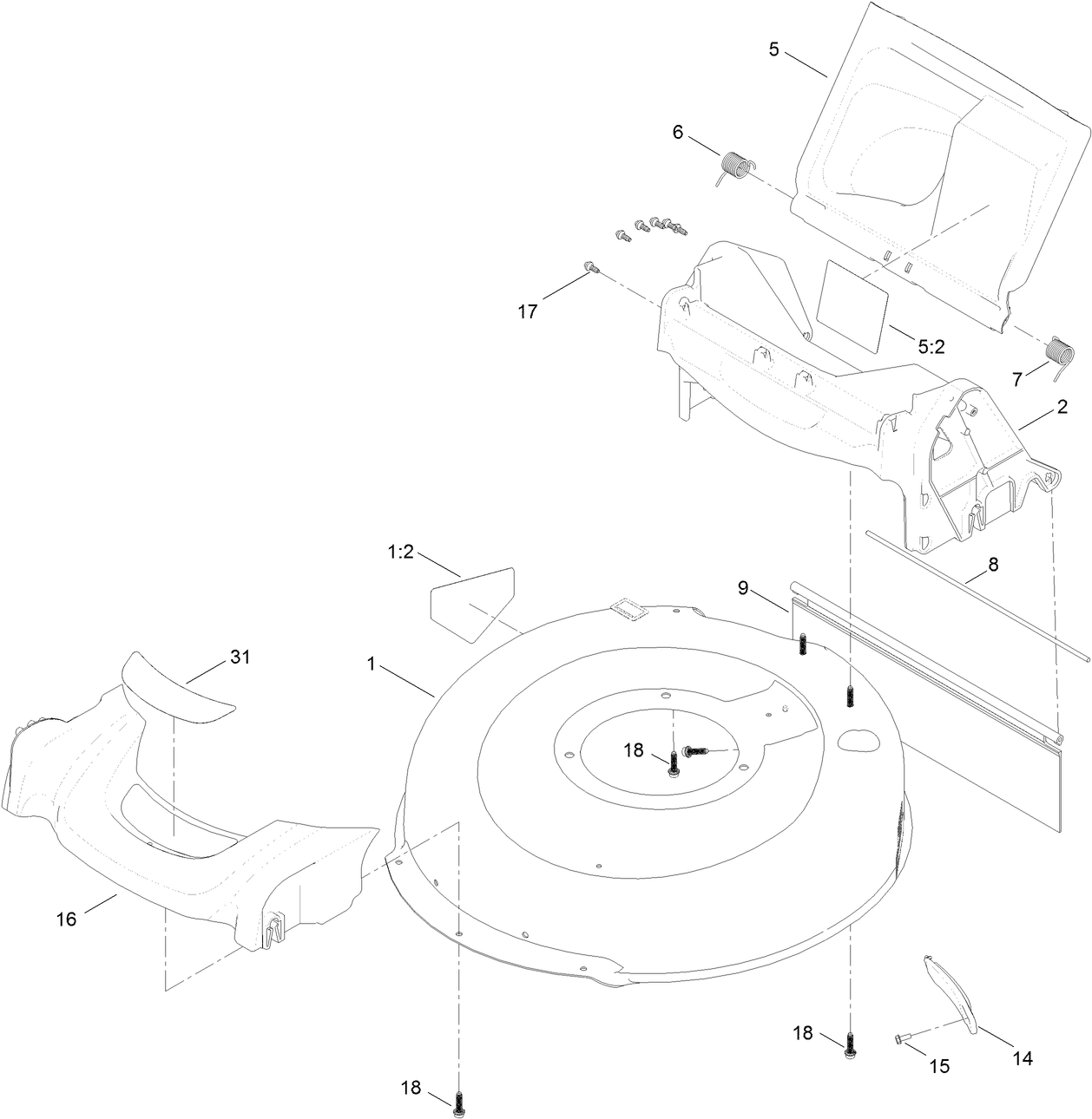 Deck, Side Chute and Rear Door Assembly