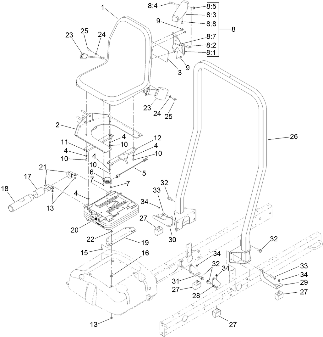 Seat Mount and Roll-Over Protection System Assembly
