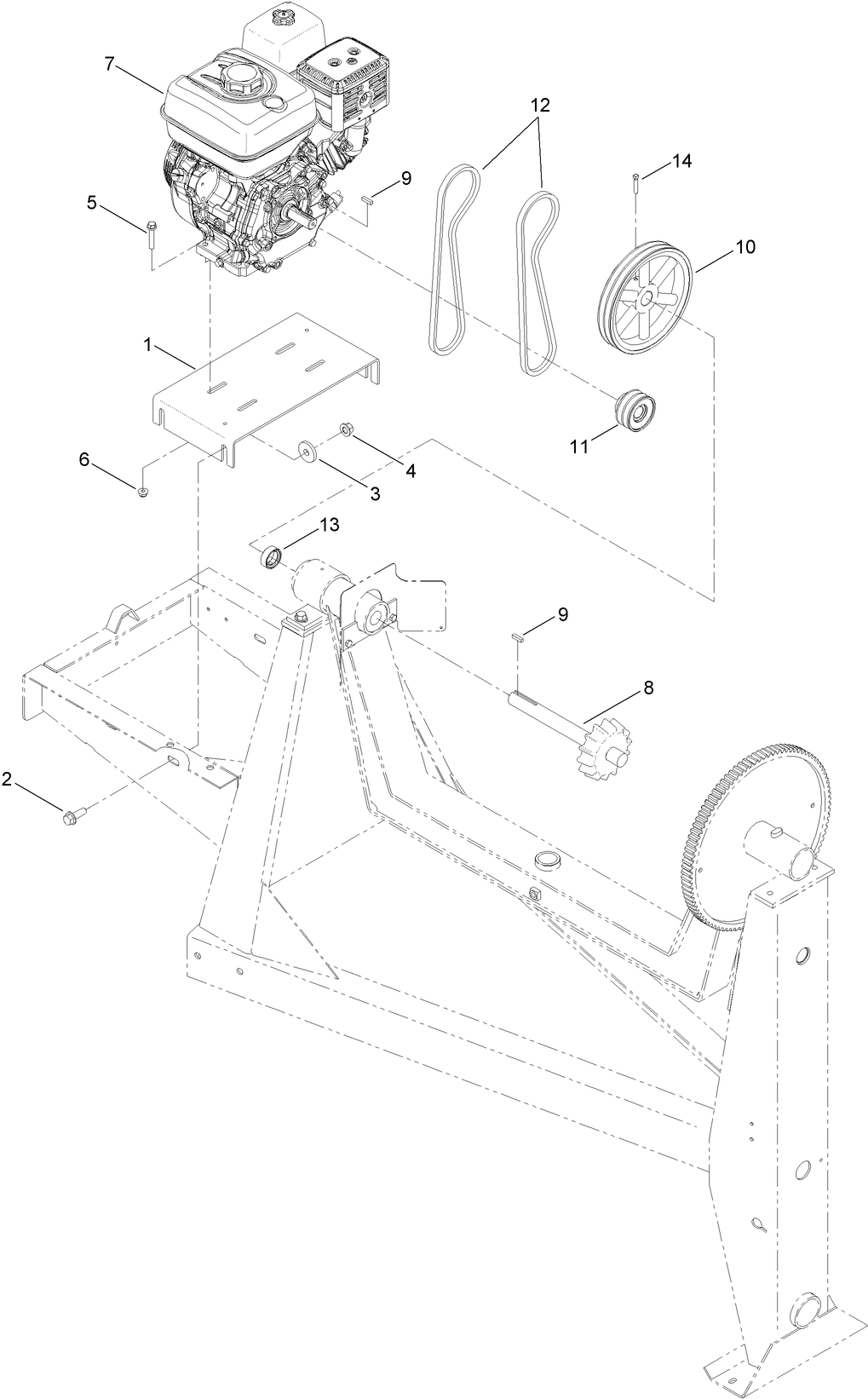 Engine and Belt Assembly