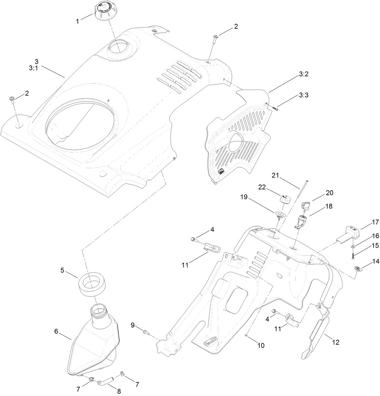 Shroud and Fuel Tank Assembly