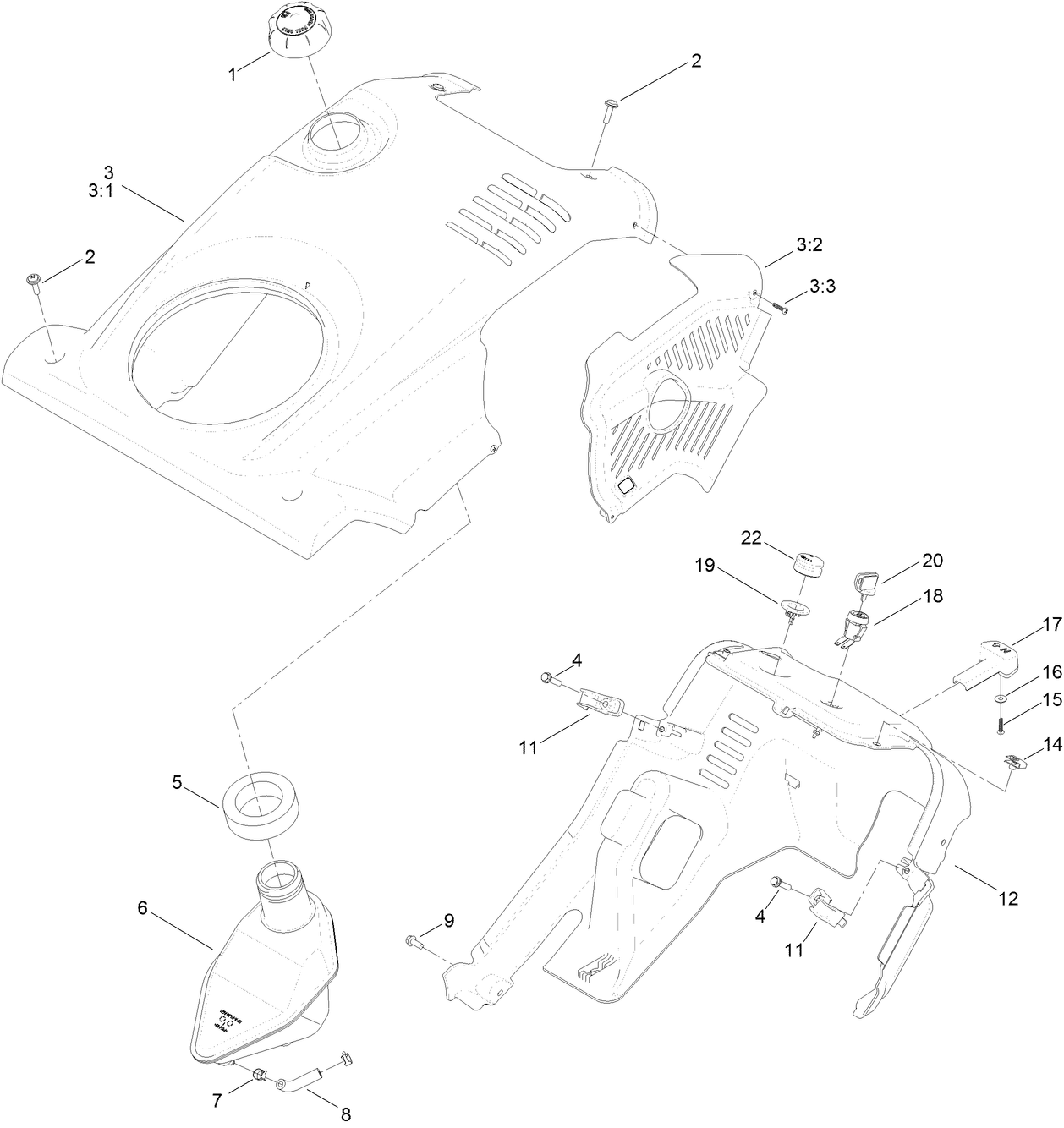 Shroud and Fuel Tank Assembly