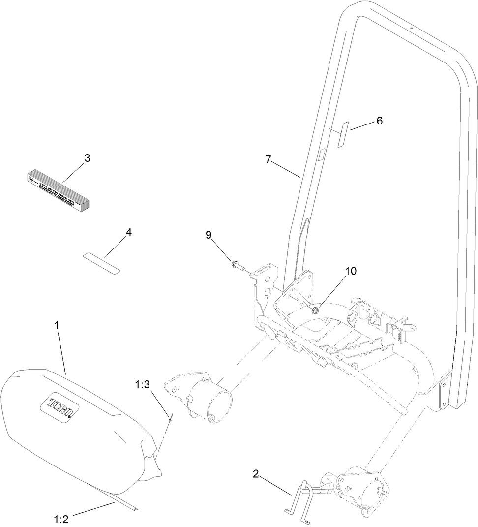 Grass Basket and Roll-Over Protection System Assembly
