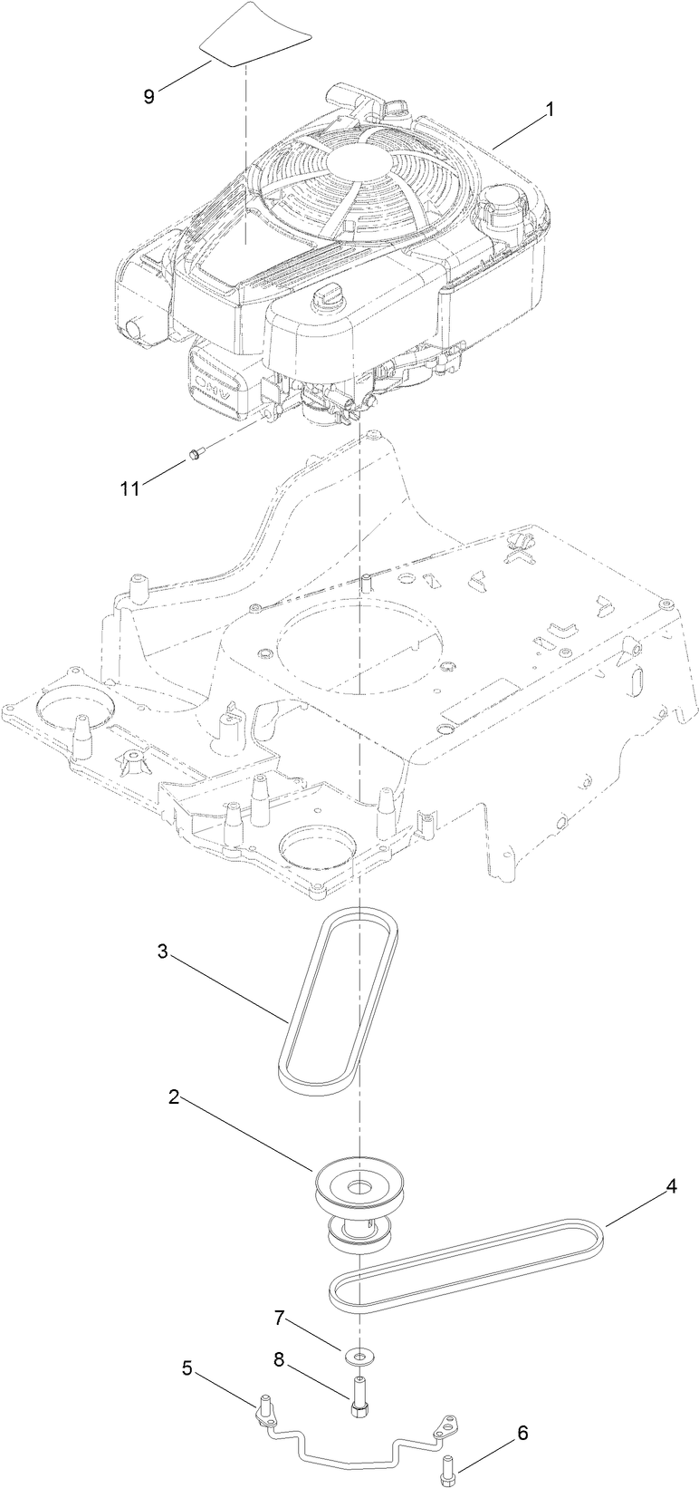 Engine and Pulley Assembly