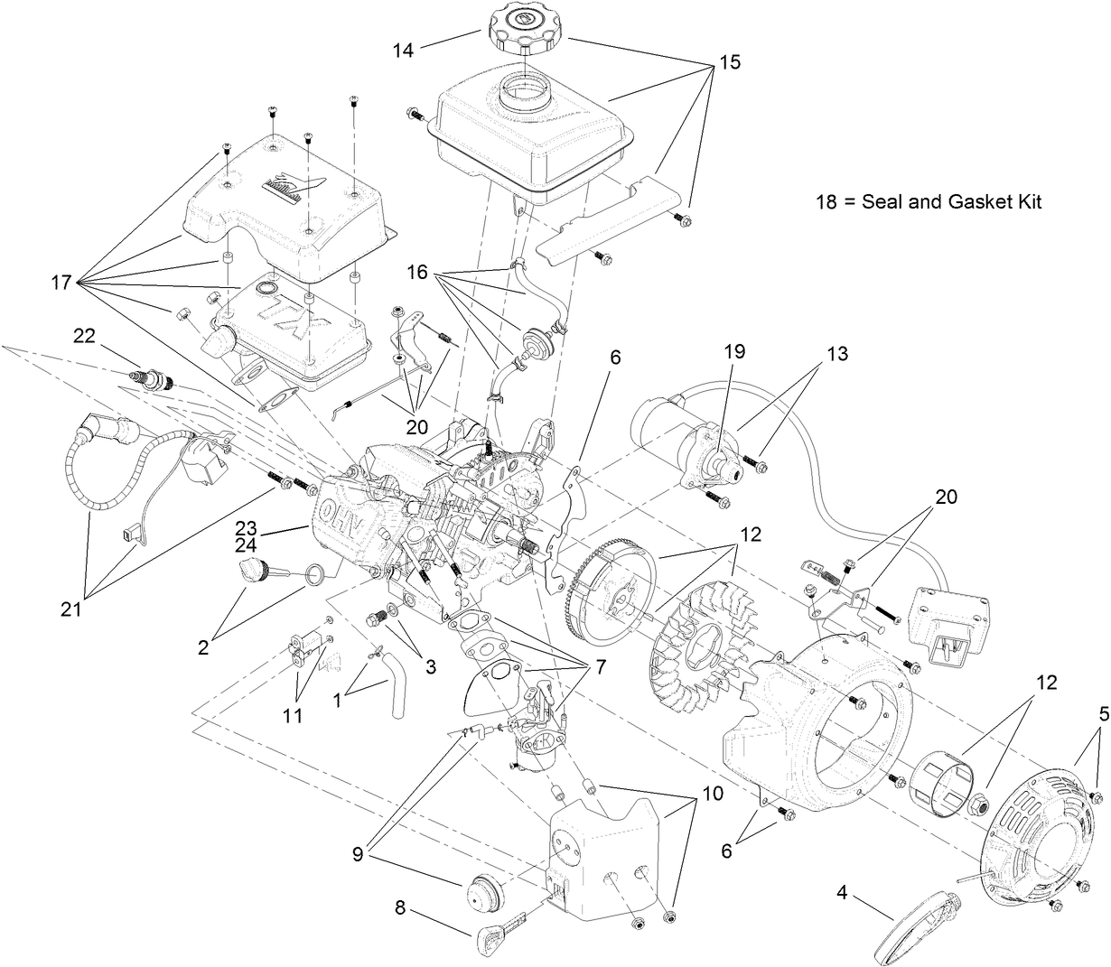 Electric Start Engine Component Assembly No. 119-1995