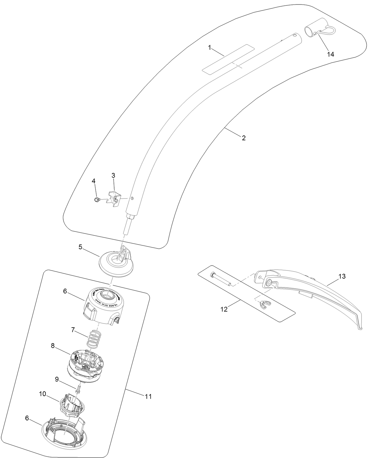 Trimmer Head, Shaft and Guard Assembly