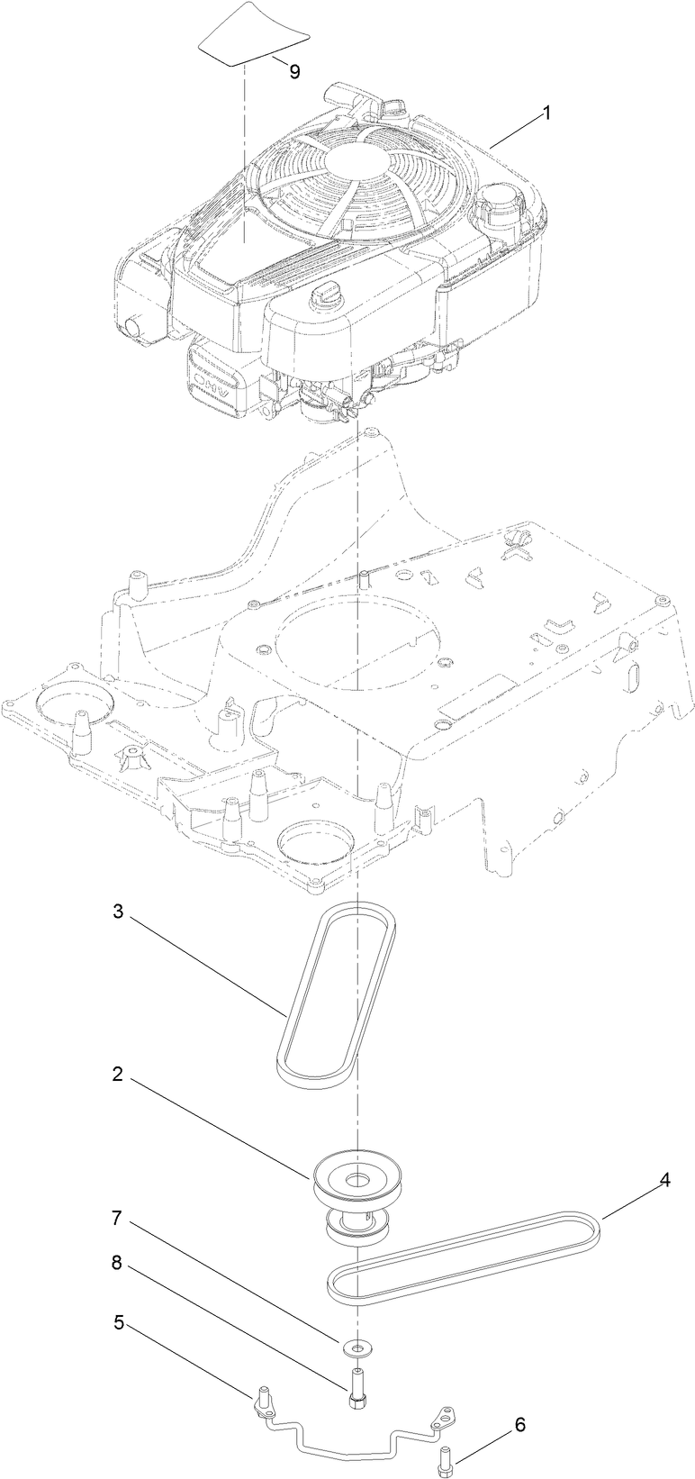 Engine and Pulley Assembly