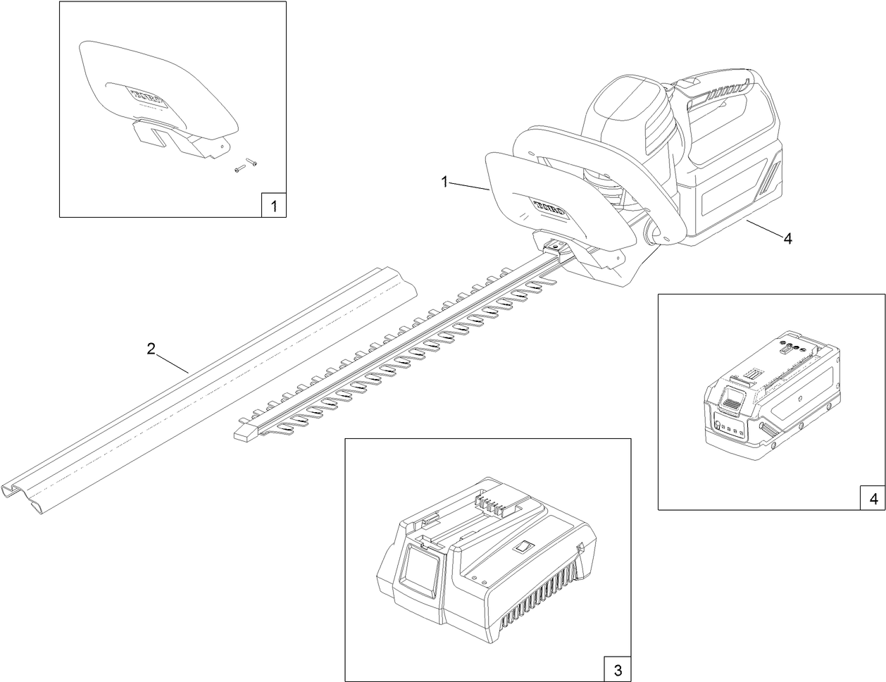 24in Cordless Hedge Trimmer Assembly