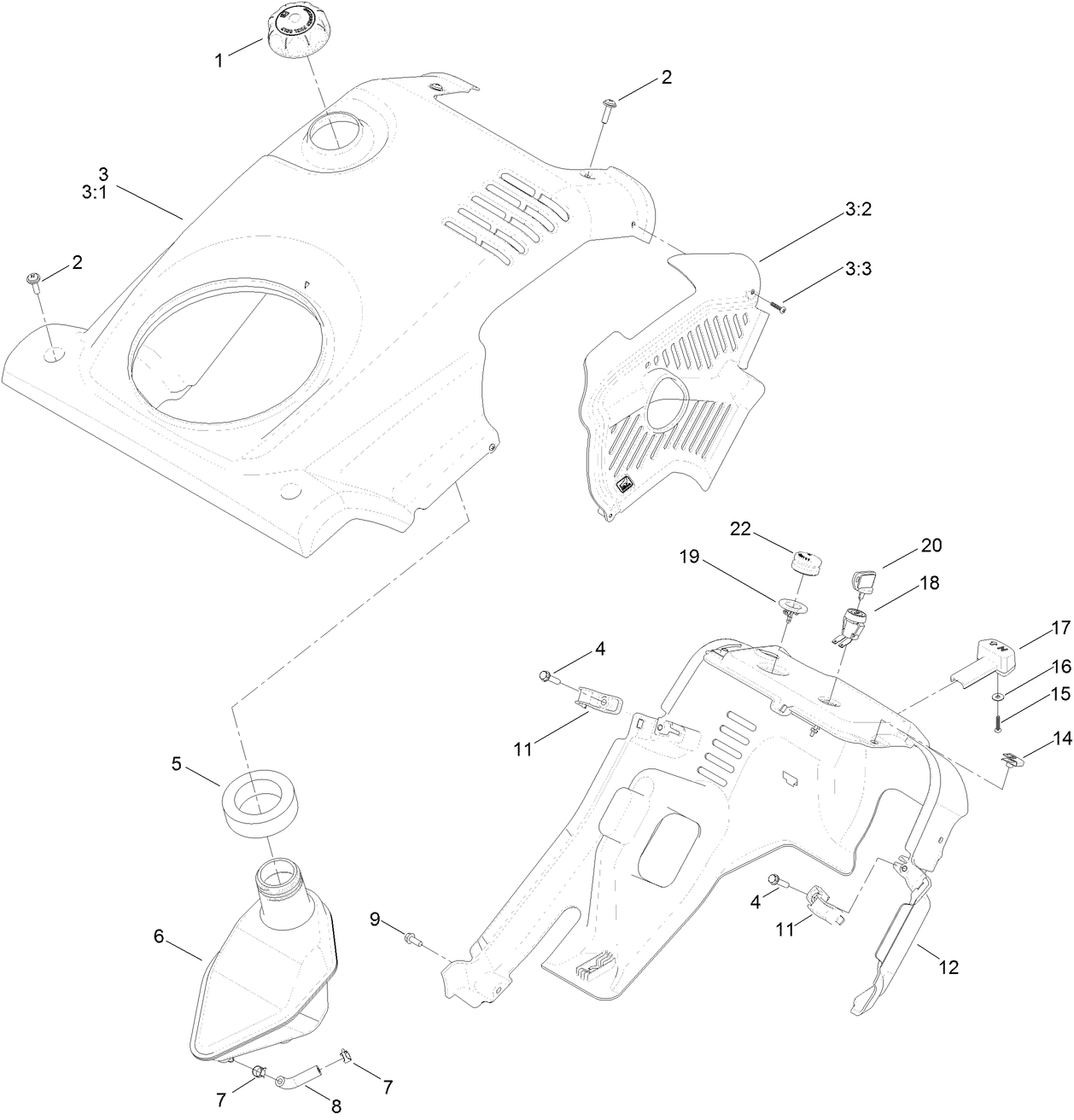 Shroud and Gas Tank Assembly